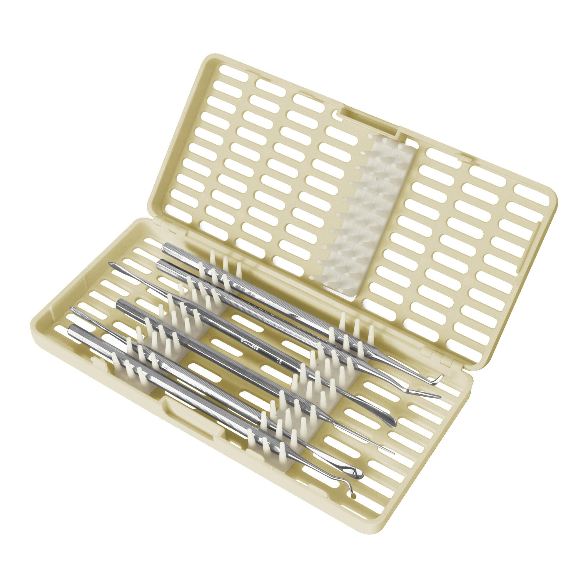 Contenedor beige para la esterilización de instrumentos