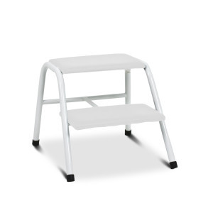 Upholstered two-step foot stool white
