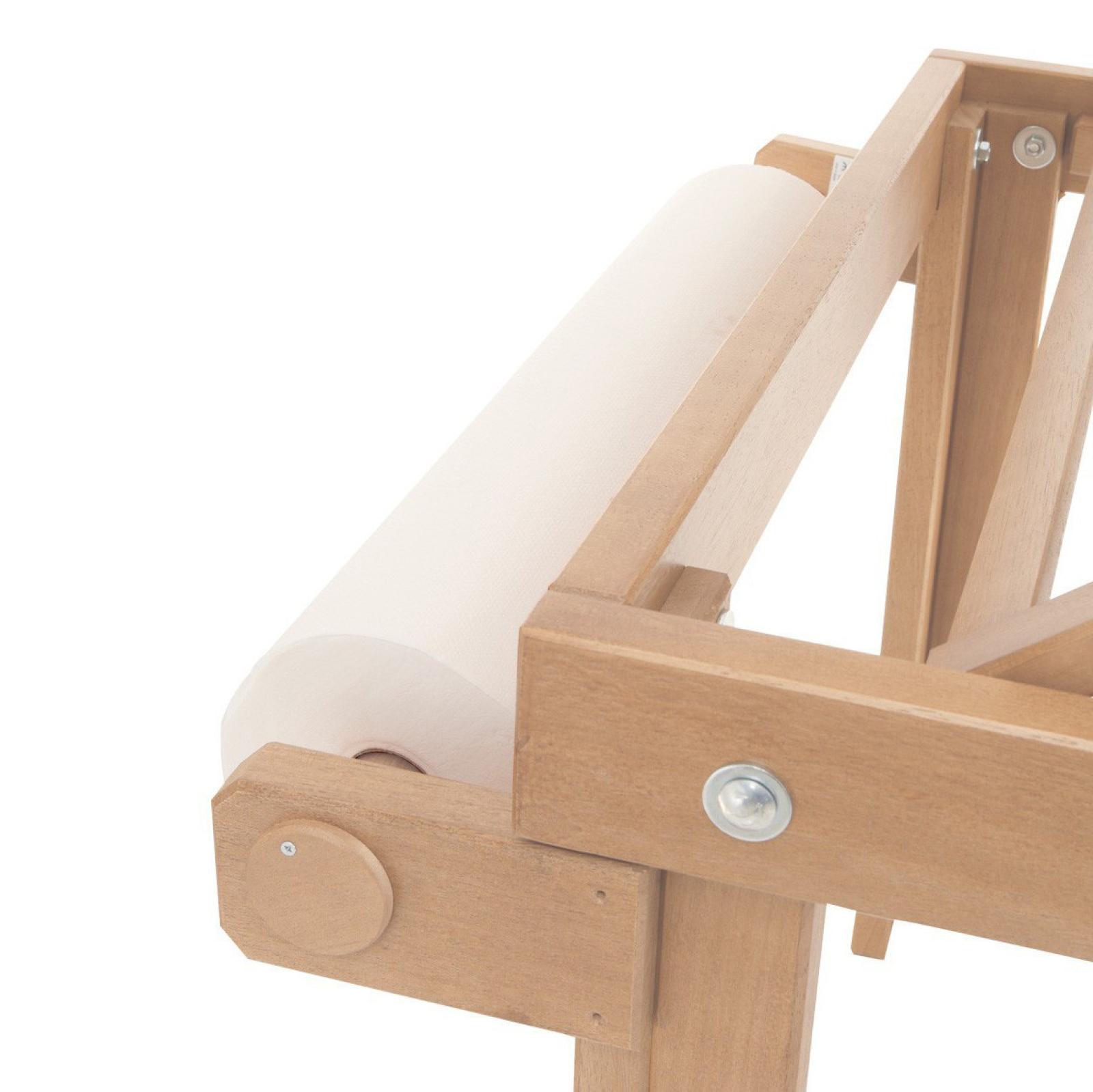 Cama para tratamientos estéticos de madera con 1 articulación, orificio para la cara y superficie de apoyo.