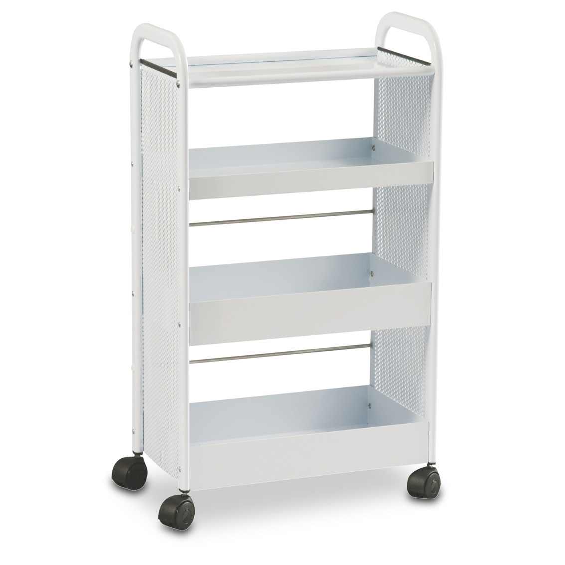 Multipurpose and multifunctional steel trolley with 4 shelves