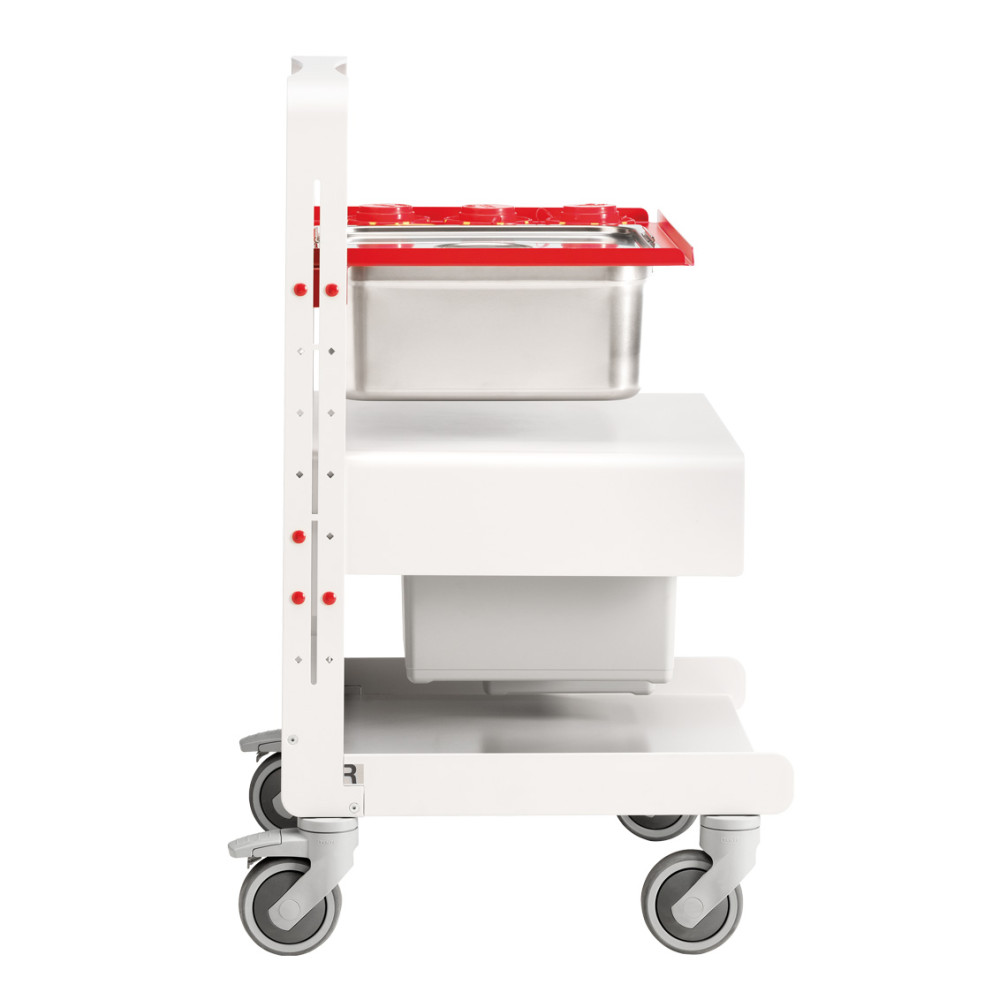 Chariot en acier rouge spécialement conçu pour les instruments