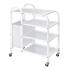 Trolley for hair removal products with 4 shelves and waste bin