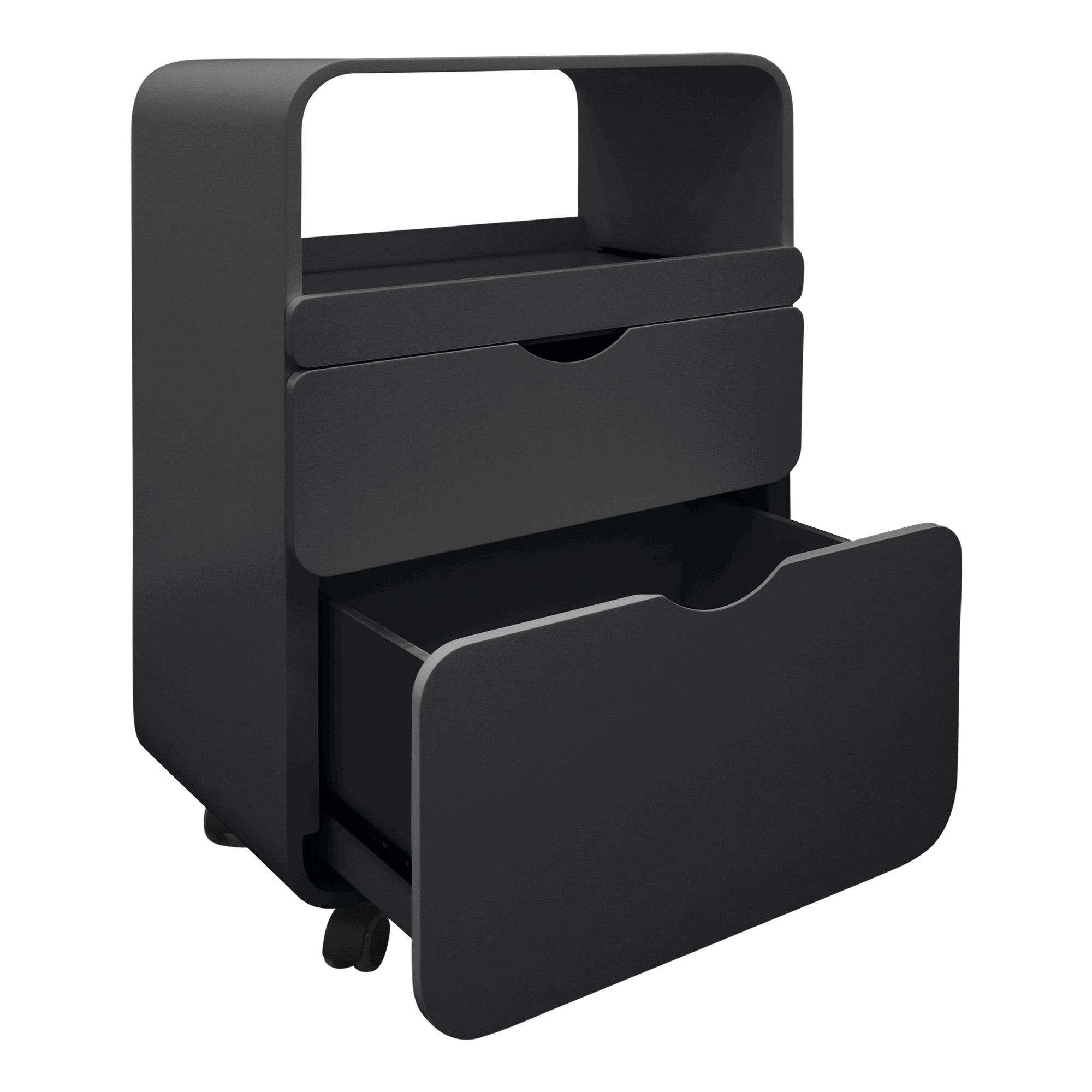 Carrello arredo professionale Avant con vano estraibile e 2 cassetti Nero