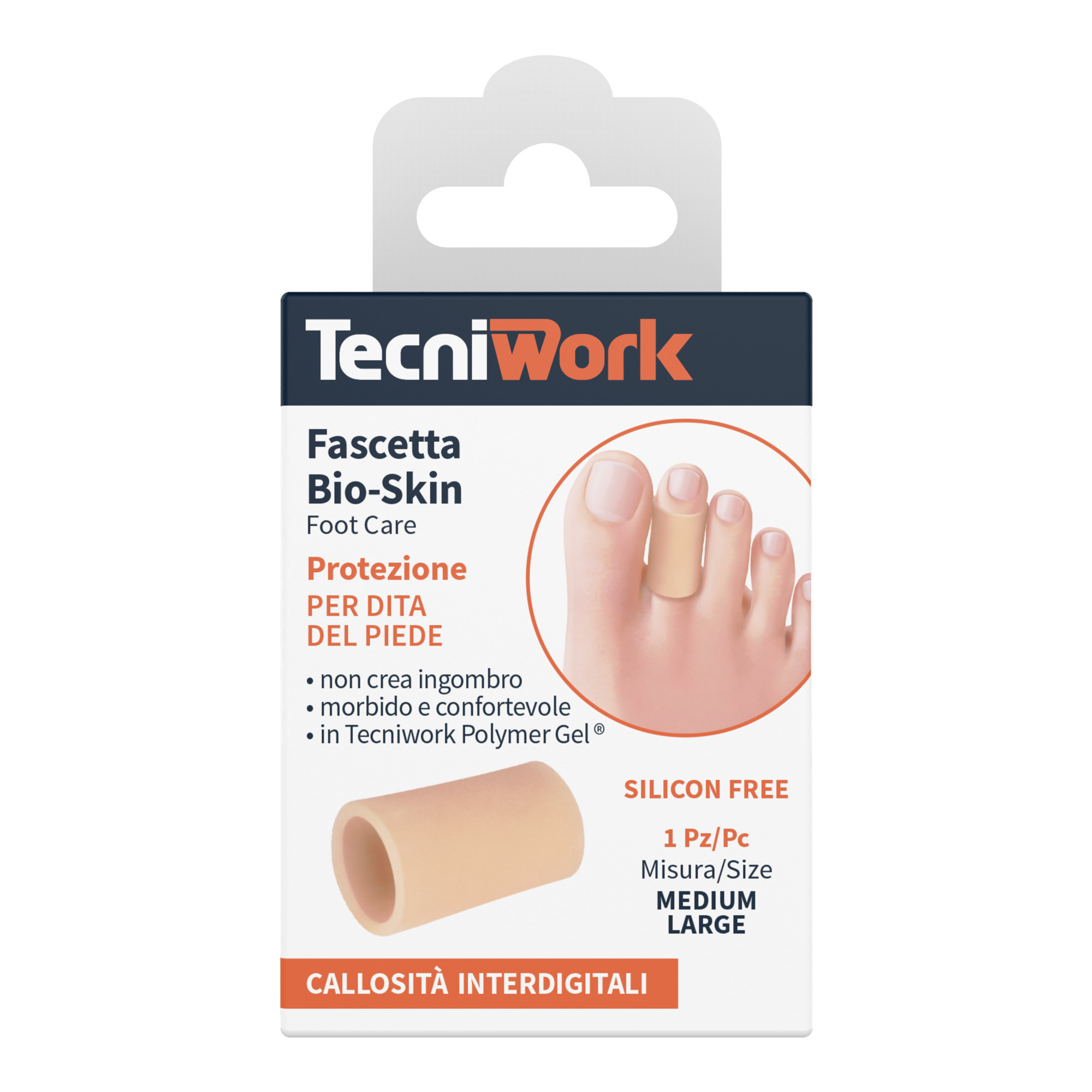 Fascetta tubolare per dita dei piedi in Tecniwork Polymer Gel color pelle Bio-Skin misura Medium/Large 1 pz