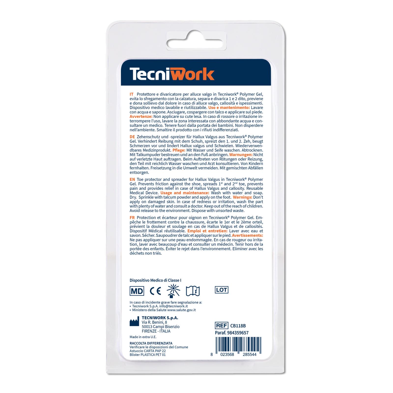 Ecarteur et protecteur pour gros orteil Tecniwork® Polymer Gel Bio-Gel transparent taille unique 1 pc