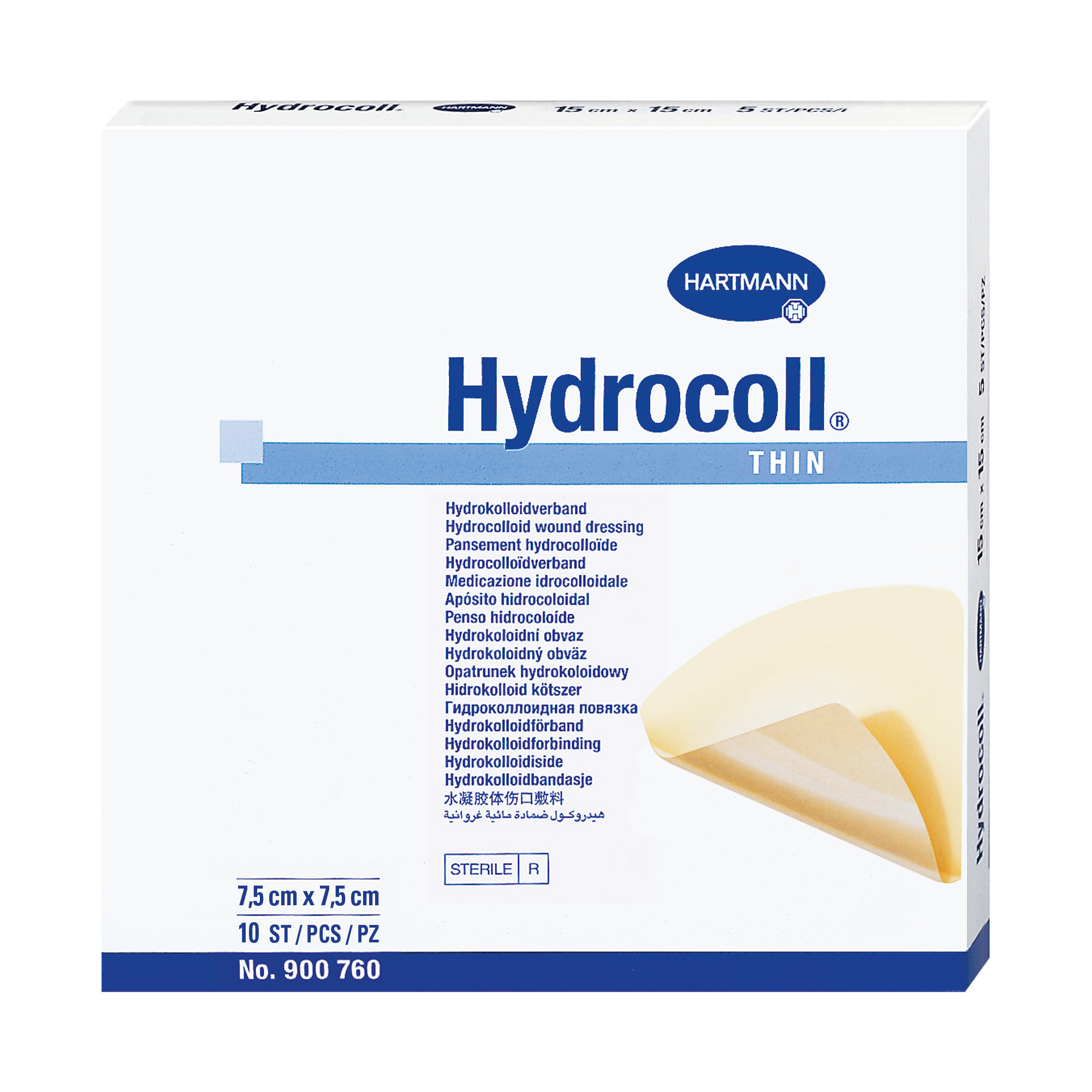 Hydrocoll Thin - Selbstklebender dünner Hydrokolloid-Verband 7,5 cm x 7,5 cm 10 Stück