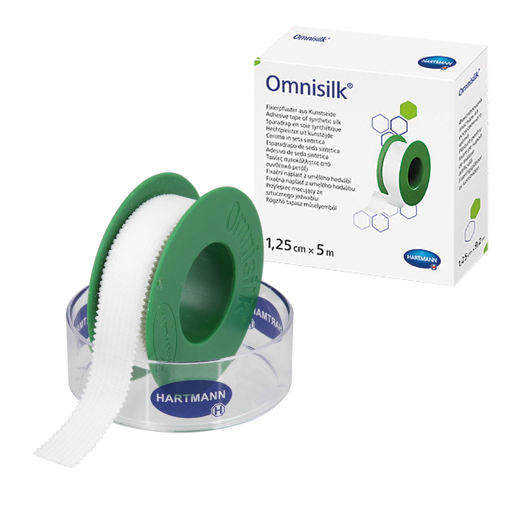 Omnisilk - Sparadrap de soie synthétique 5 m x 1,25 cm 1 pc