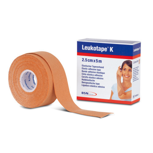 Leukotape K beige - bande élastique pour taping neuromusculaire 2,5 cm x 5 m 1 pc