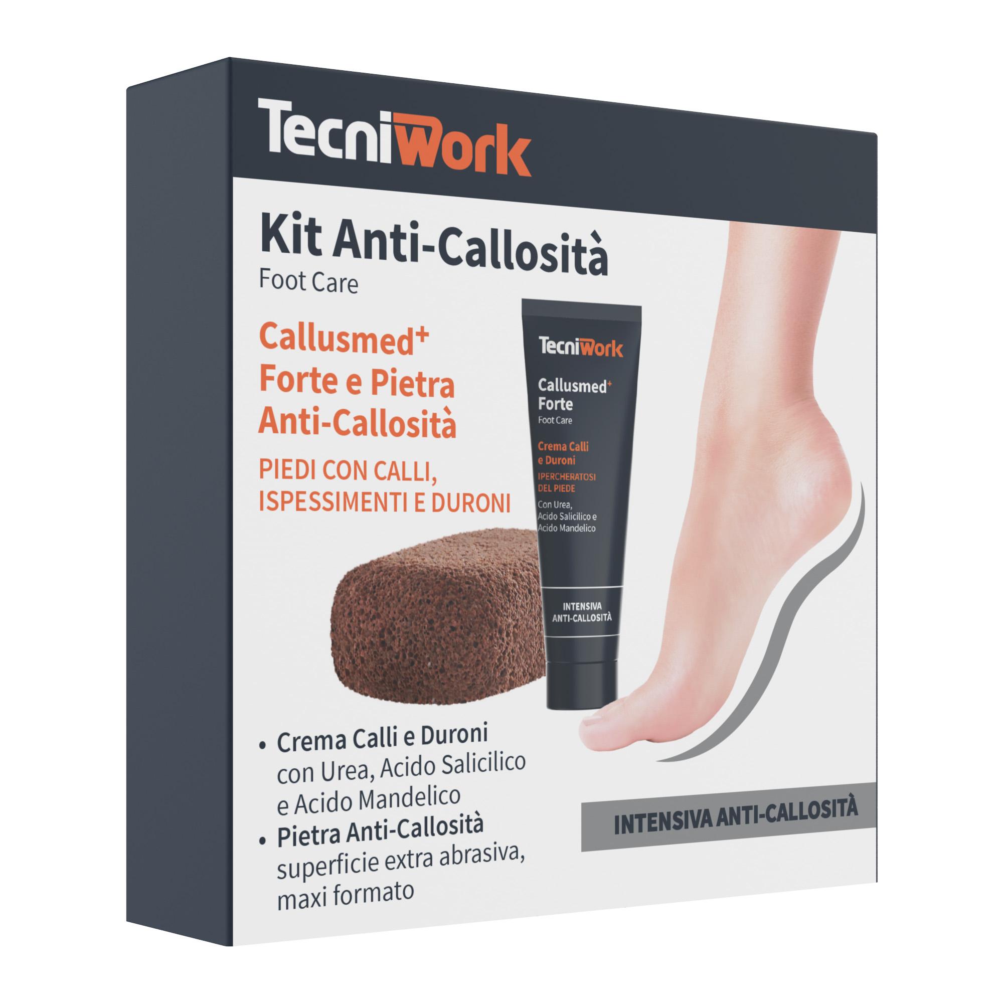Crema para pies Callusmed+ Forte y piedra abrasiva, kit completo anti callosidades, 2 unidades