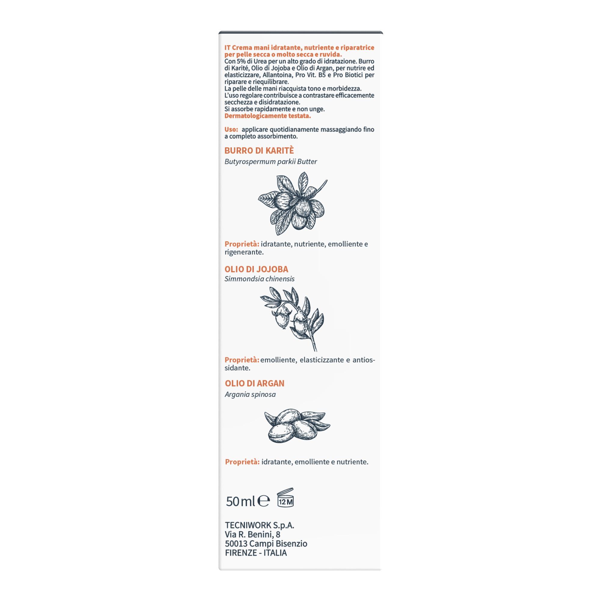 Crema reparadora para manos Tecniwork con 5 % de urea, 50 ml.