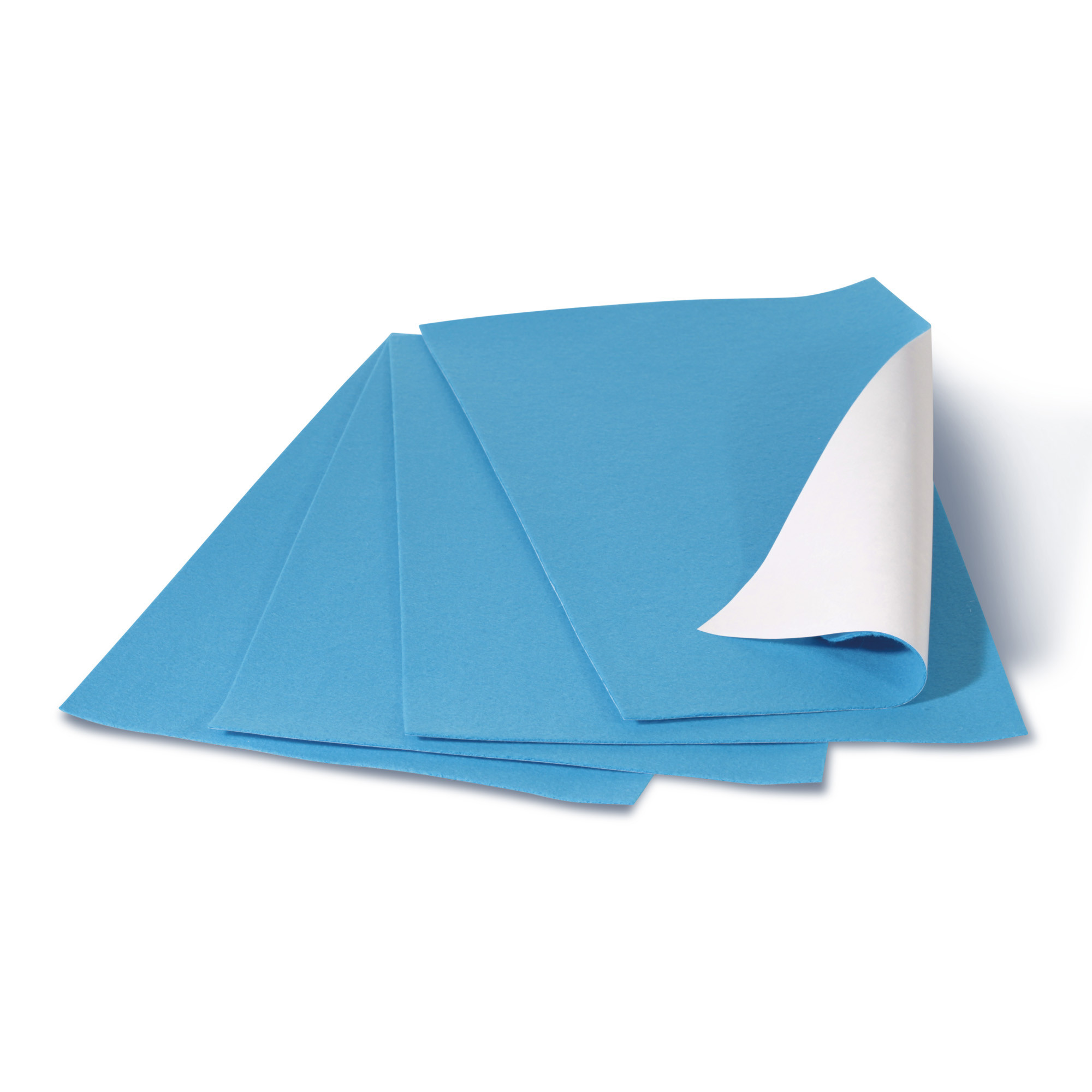 Feutre Fleecy Web Bleu en pure coton 2 mm 22,5 x 40 cm Paquet de 4 plaques