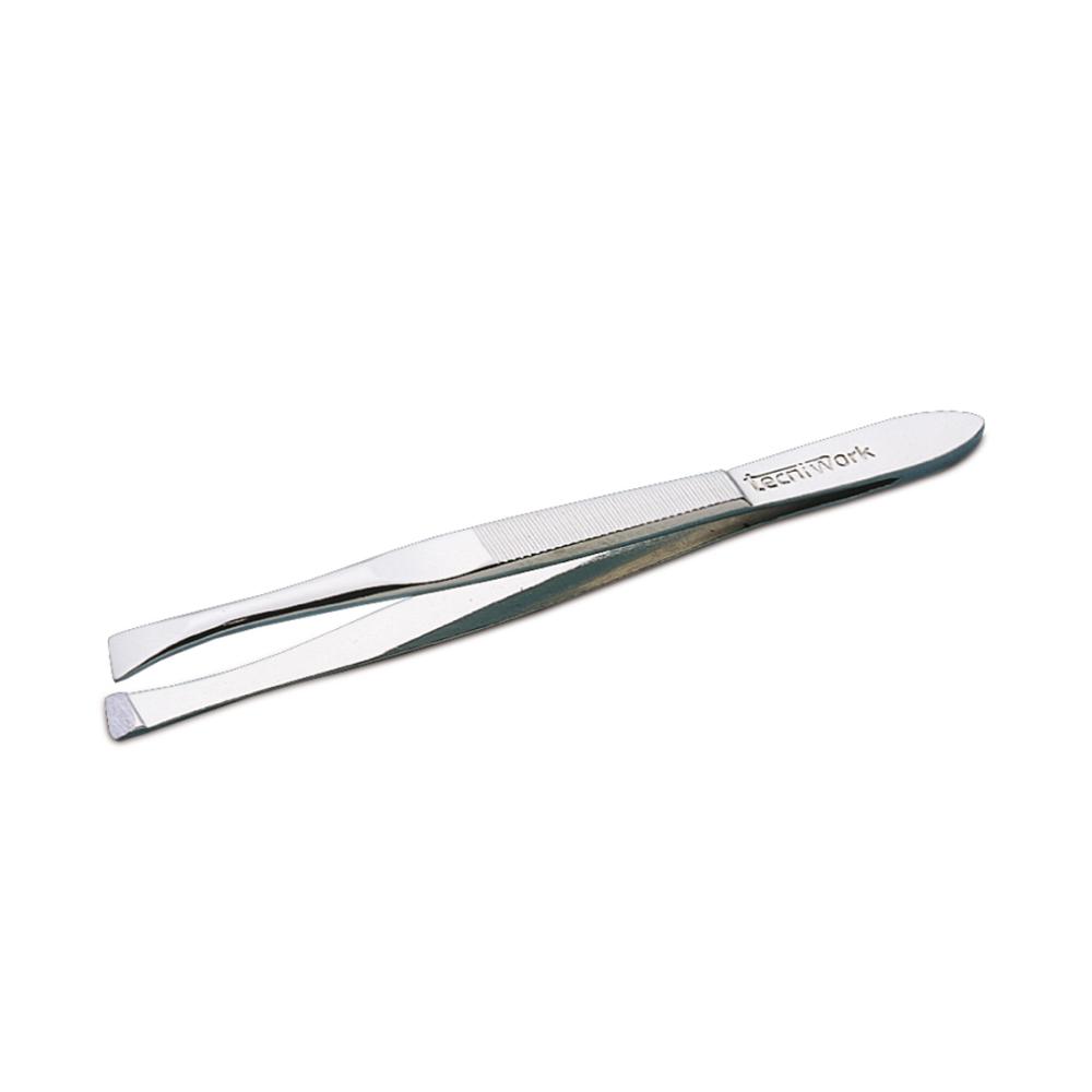 Pince à épiler professionnelle pour sourcils en chrome-nickel avec pointe inclinée