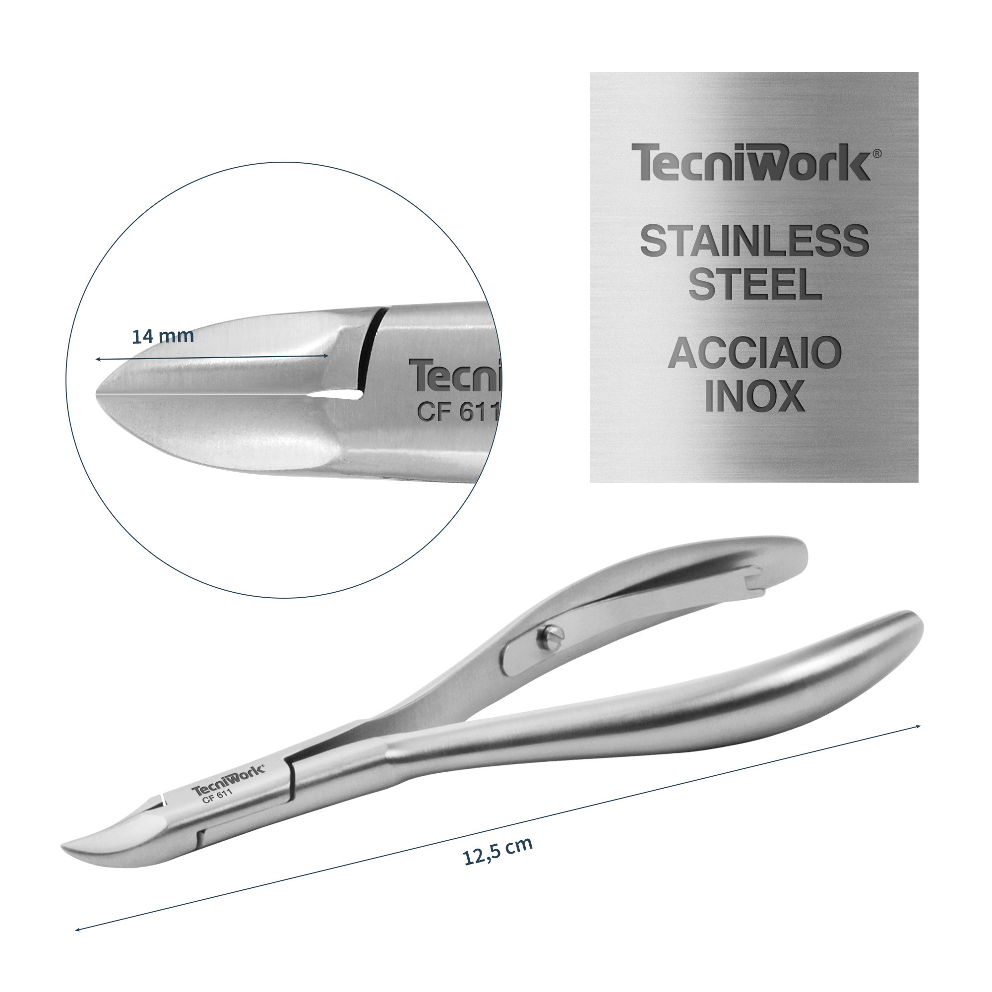 Professional nail nippers concave jaw cut 14 mm