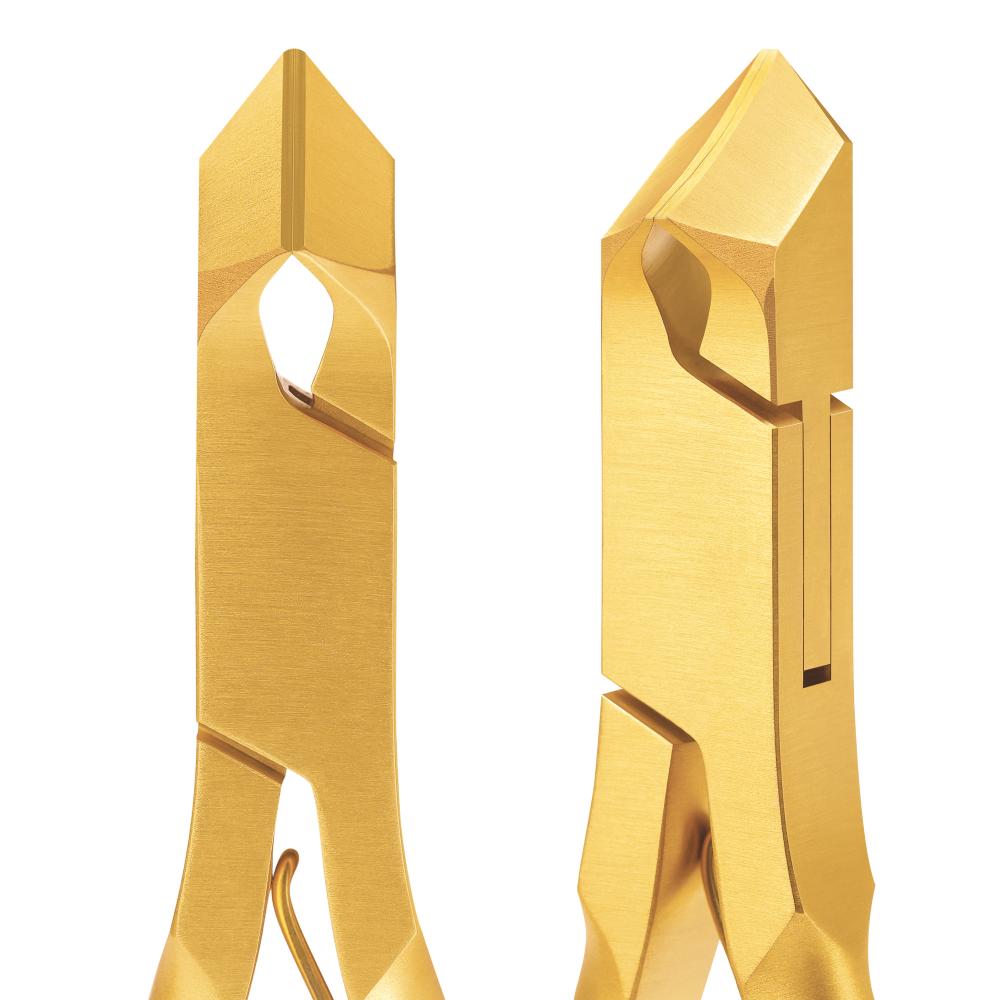 Gold professional nail nippers half-moon shape jaw 13 mm