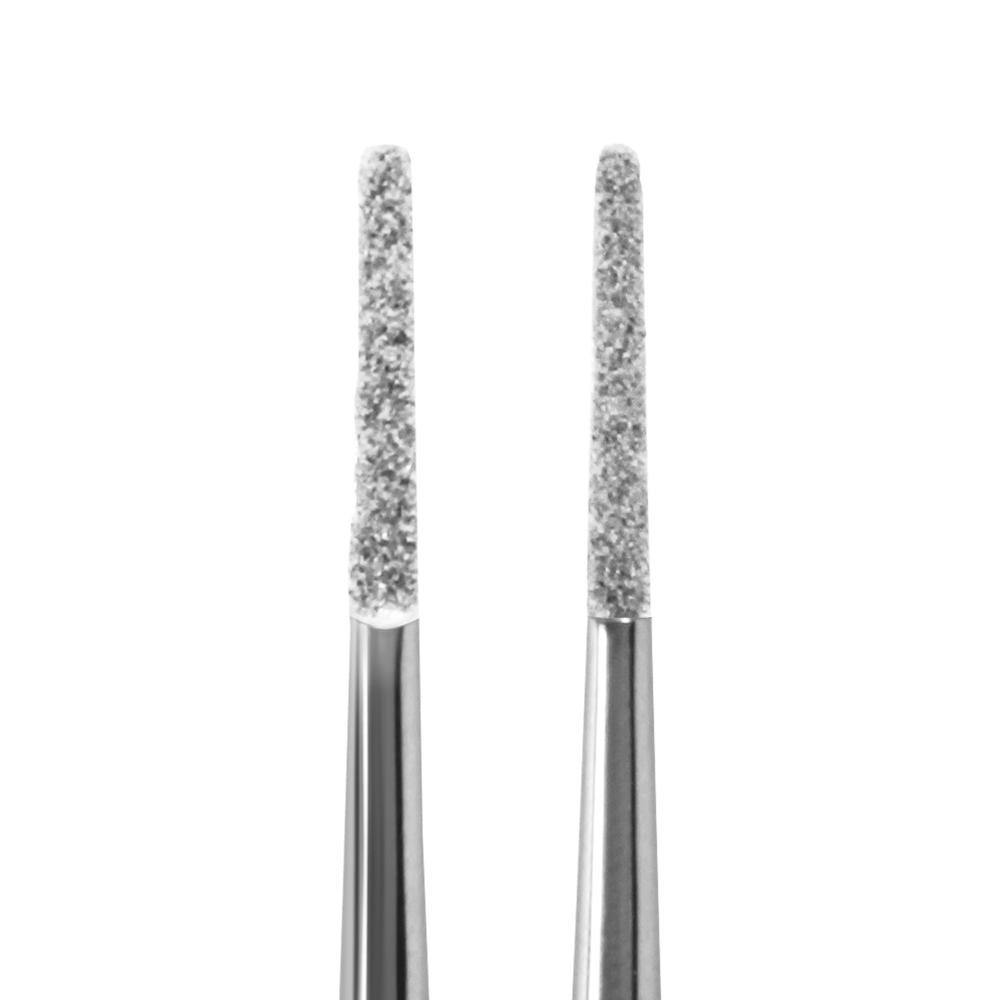 Raspador profesional de acero inoxidable con doble punta y microlima de grano diamantado.