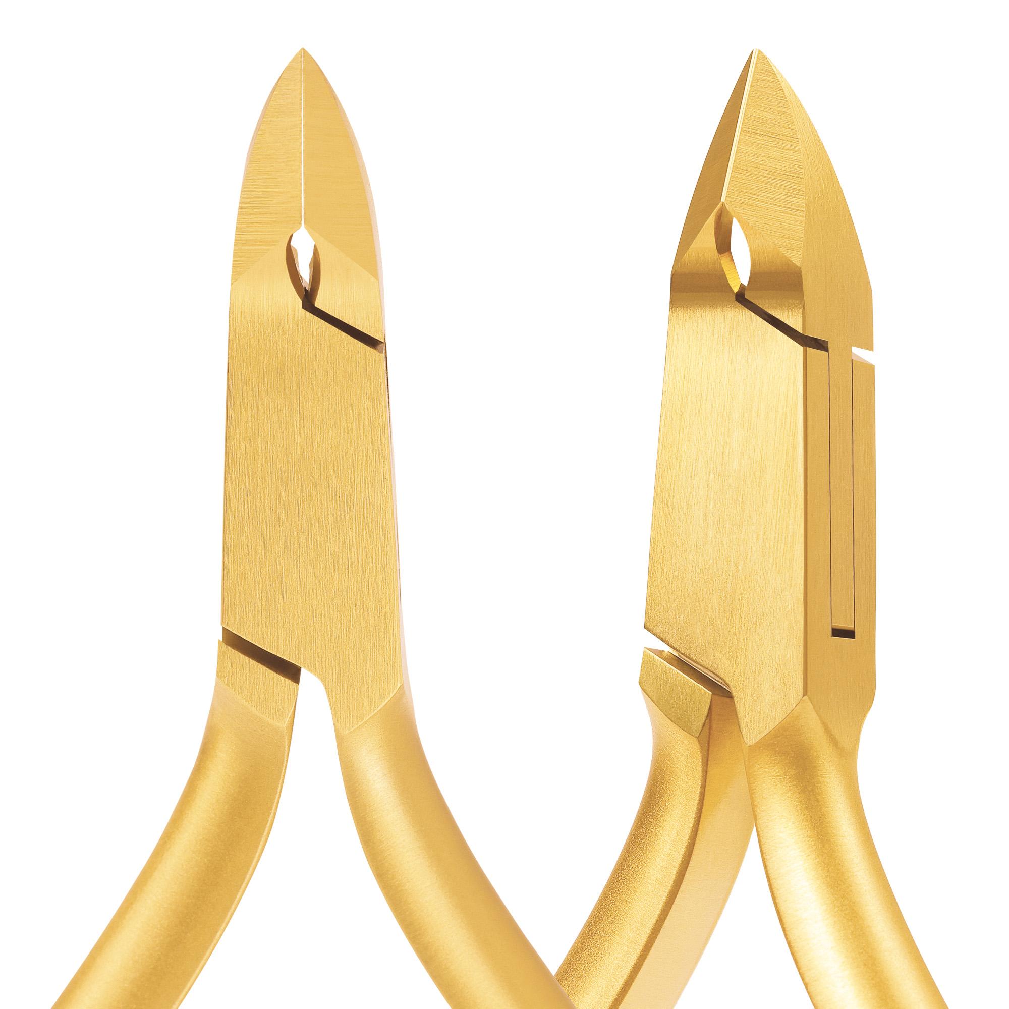 Pince à cuticules professionnel avec revêtement en or bec 7 mm