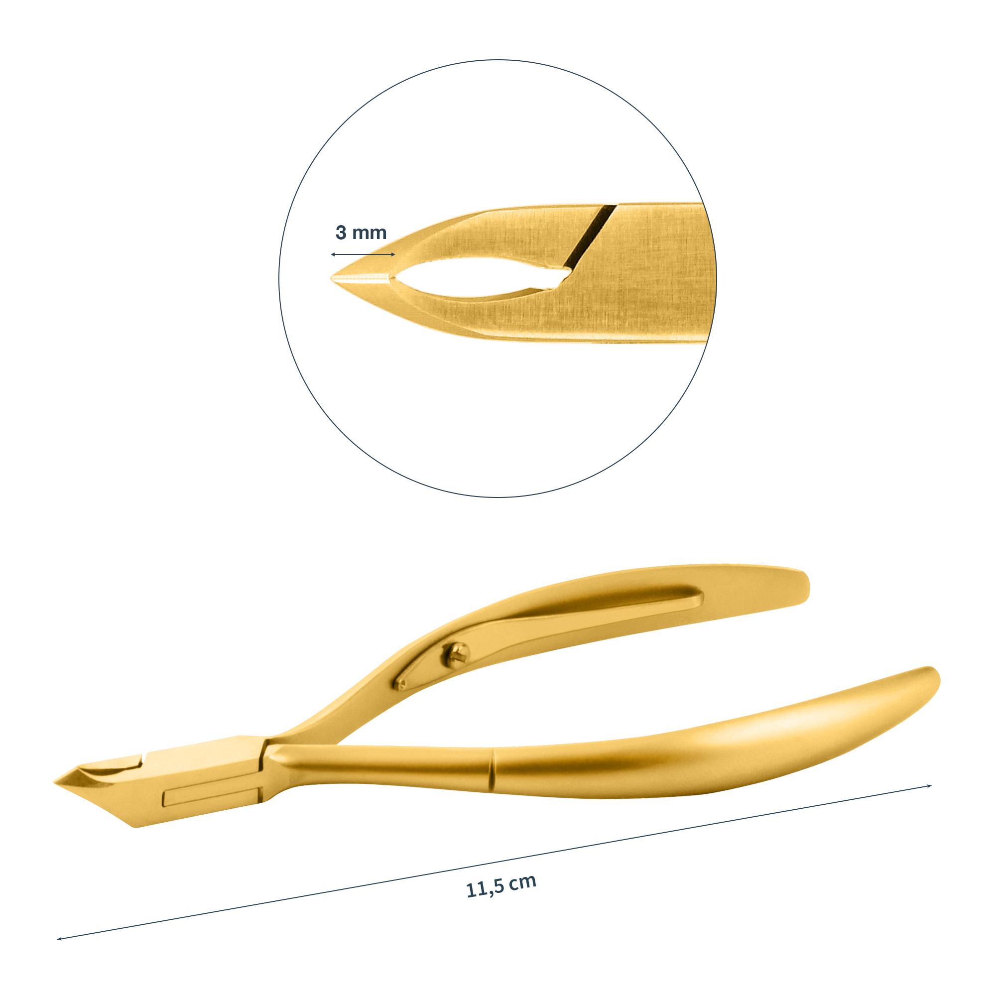 Gold professional cuticle nippers jaw 3 mm