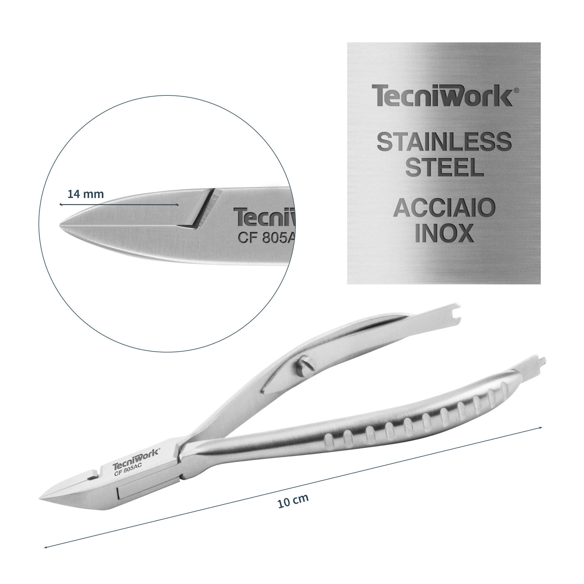 Pince à ongles professionnelle bec droit 14 mm