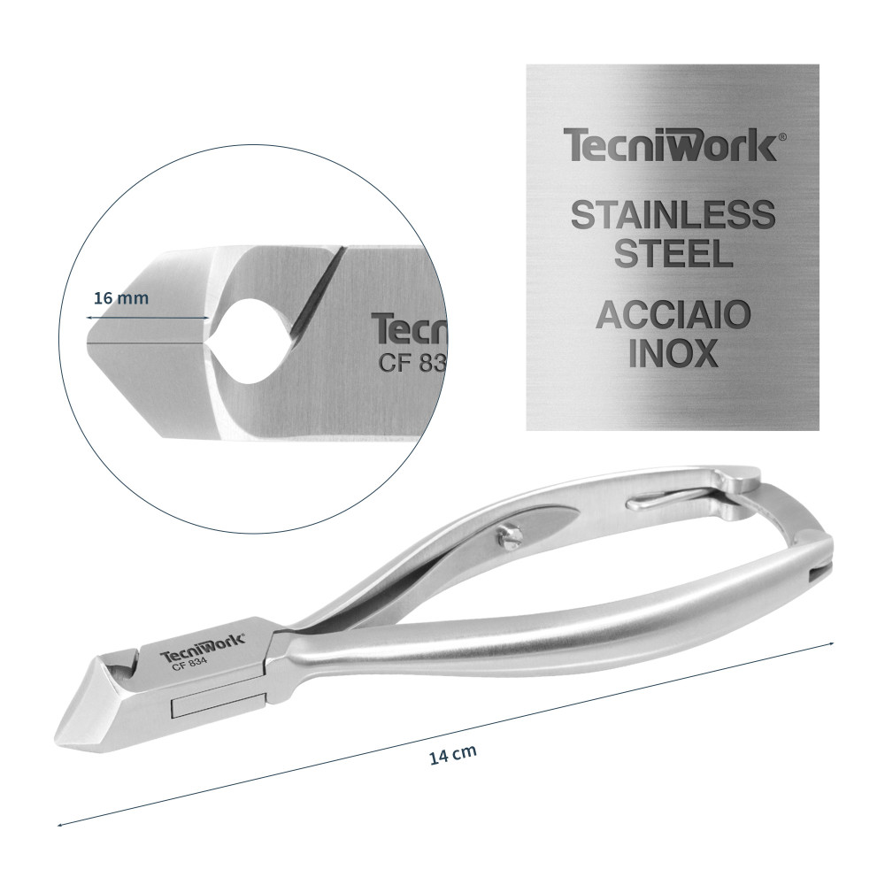 Pince à ongles professionnelle 1/2 mors emoussés bec 16 mm
