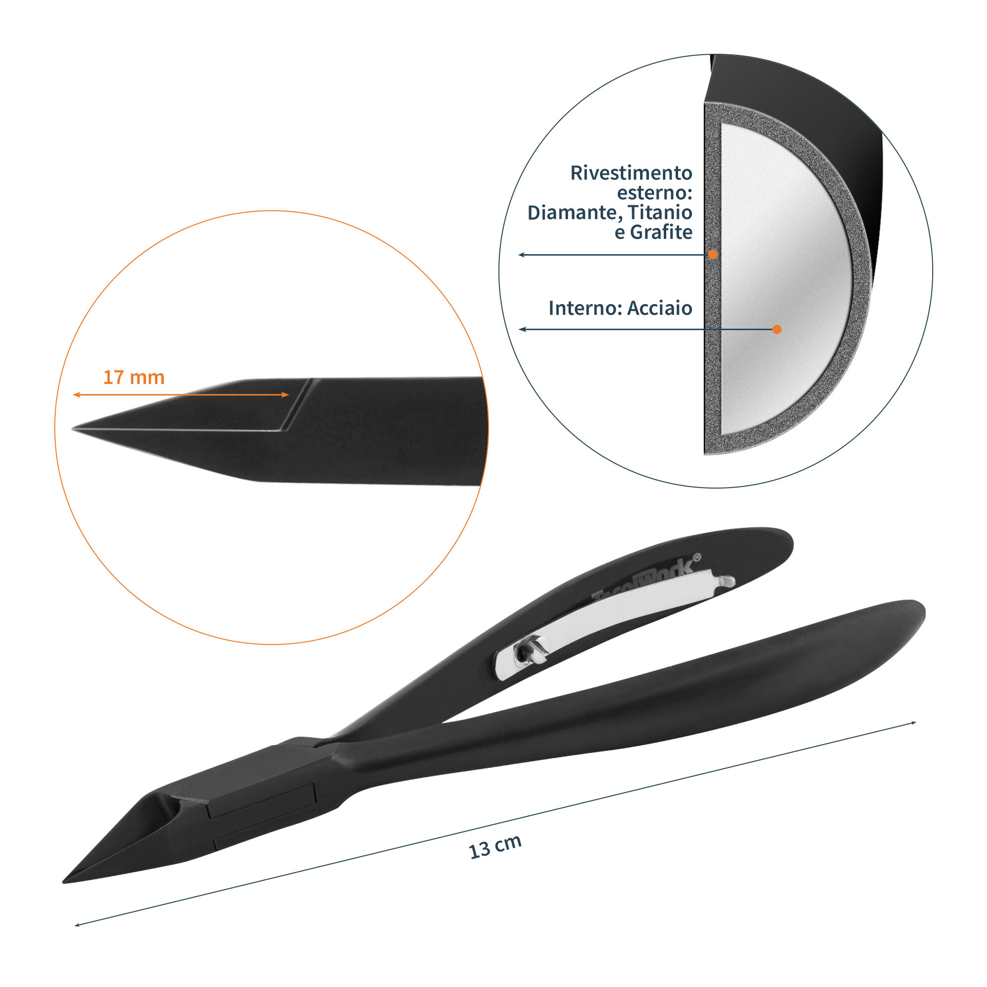 Tronchese professionale in Titanio per unghie taglio Retto 17 mm