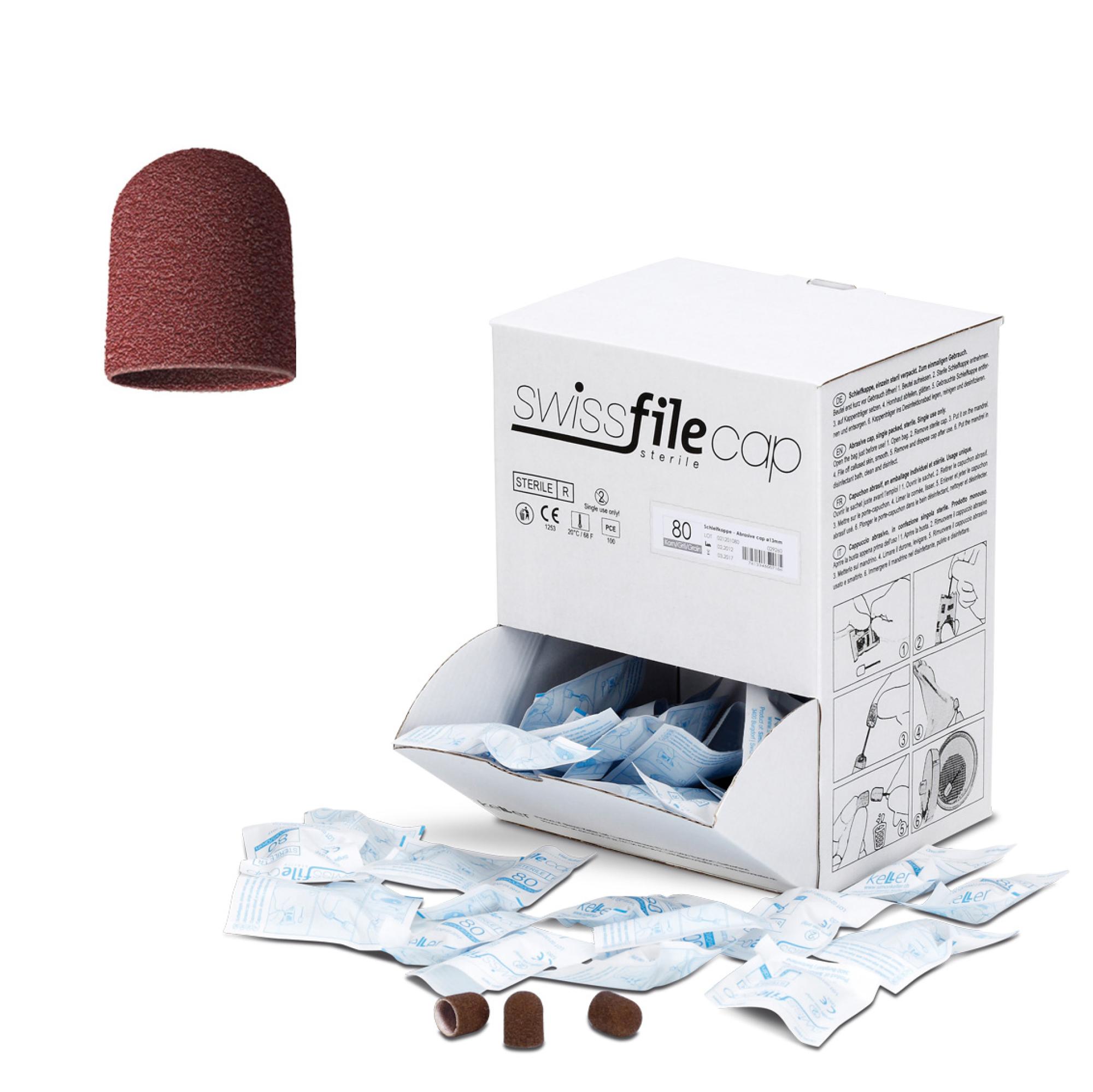 Capuchones abrasivos desechables estériles envasados en bolsas, grano grueso 5R Swiss File Cap, 100 unidades