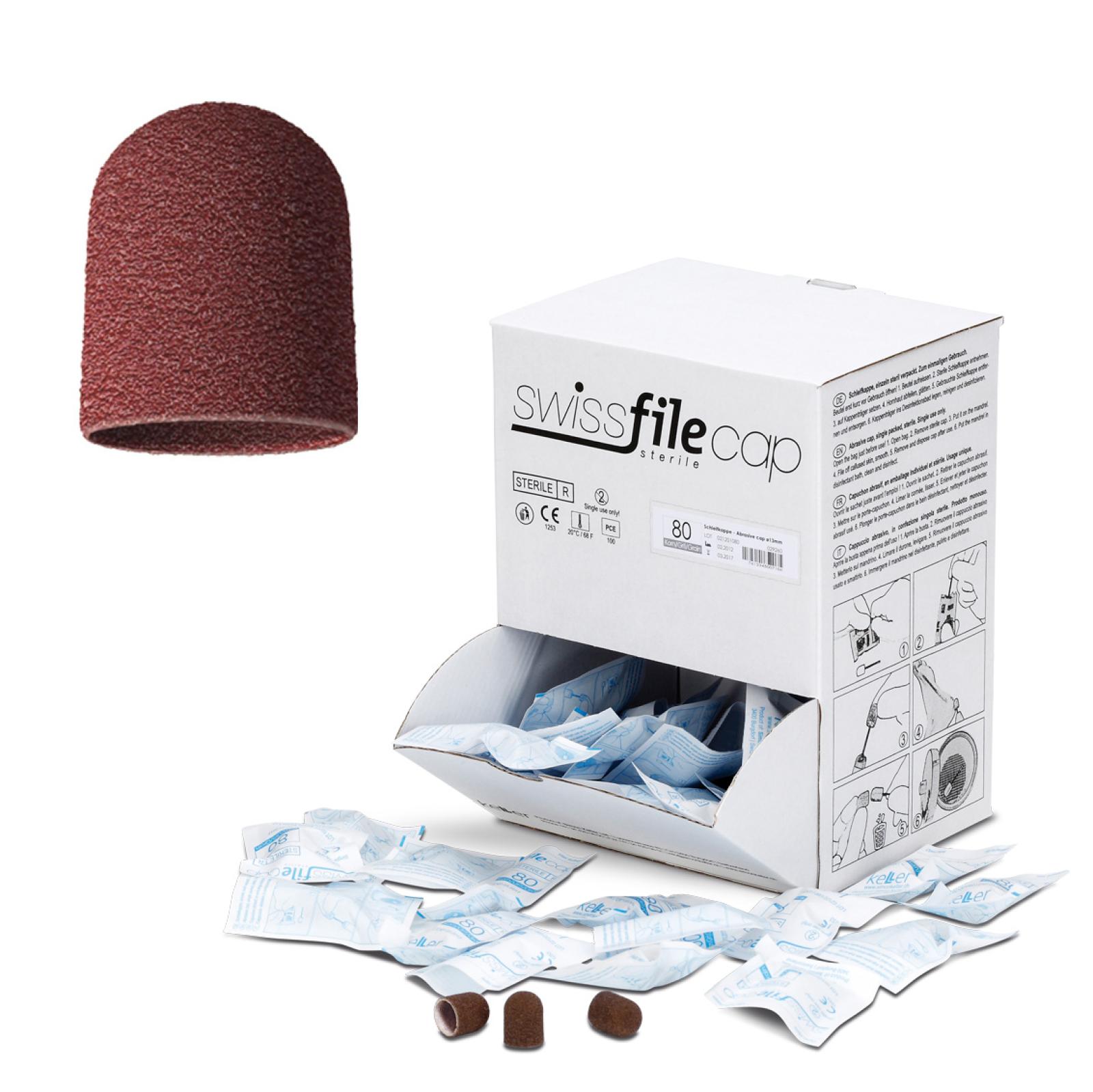 Capuchones abrasivos desechables estériles envasados en bolsas, grano grueso 13R Swiss File Cap, 100 unidades