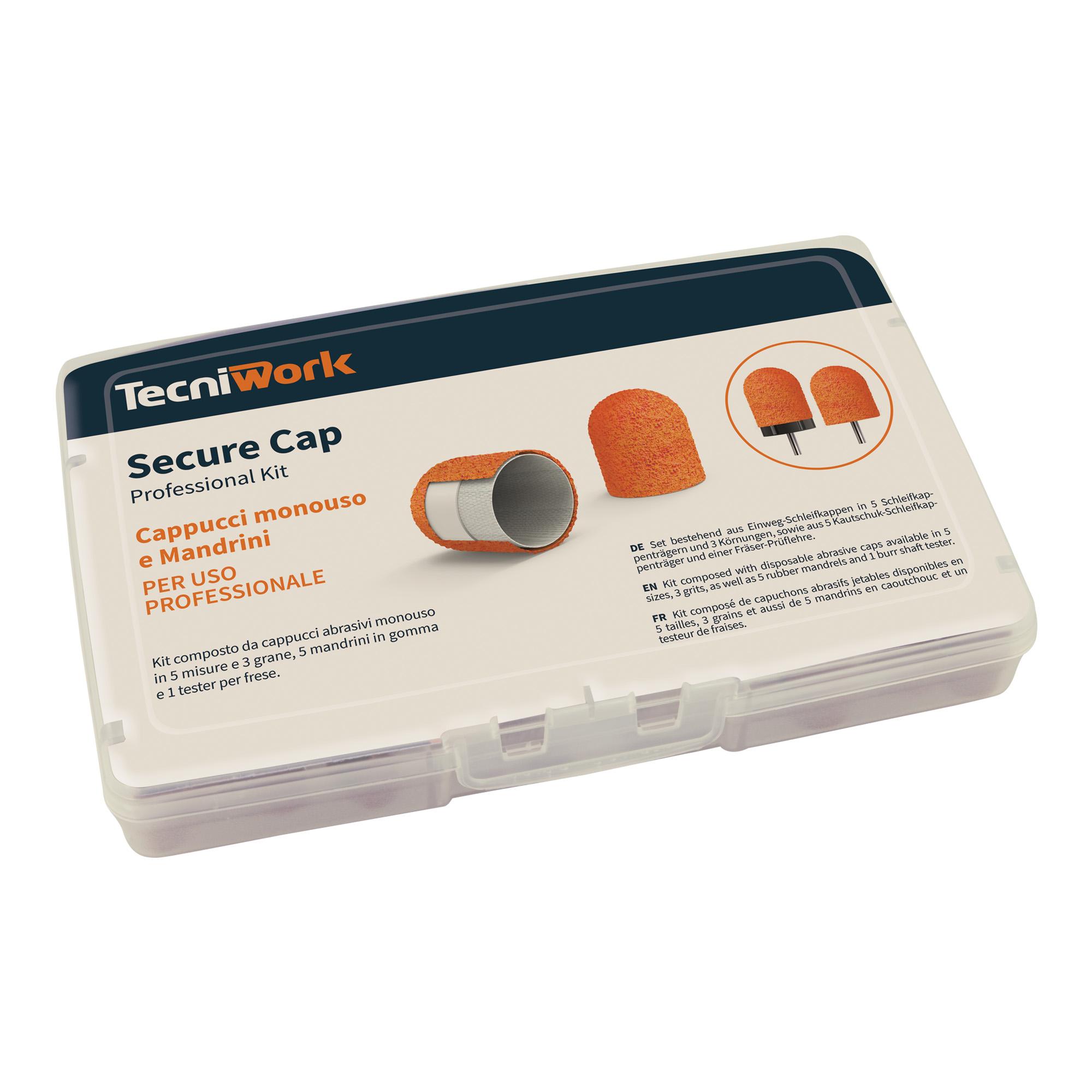Kit completo de mandriles y capuchones abrasivos profesionales Secure Cap 81 pz
