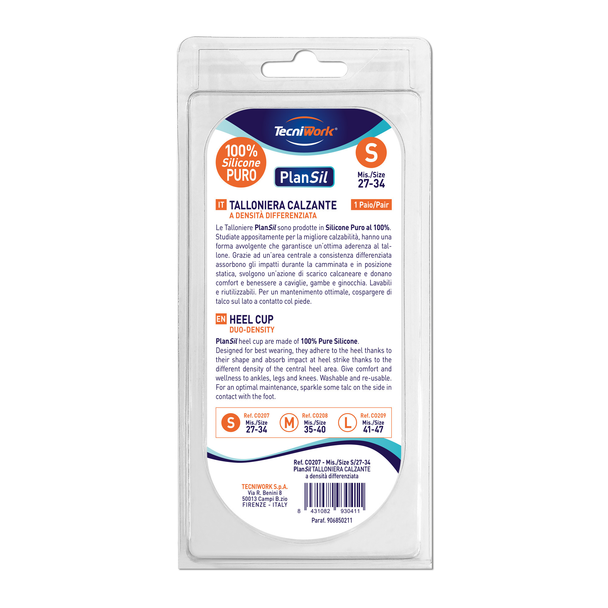 Talloniere calzanti in silicone con scarico misura Small 1 paio