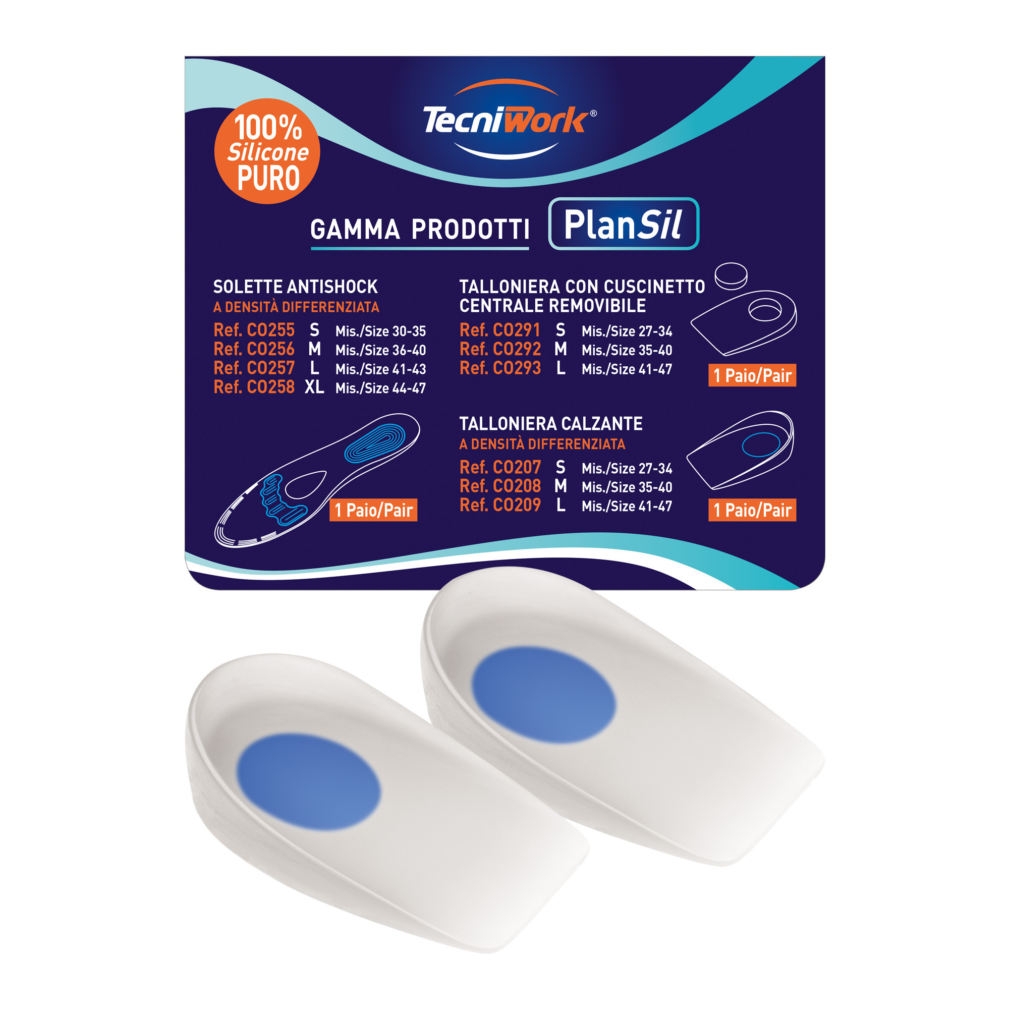 Talloniere calzanti in silicone con scarico misura Small 1 paio