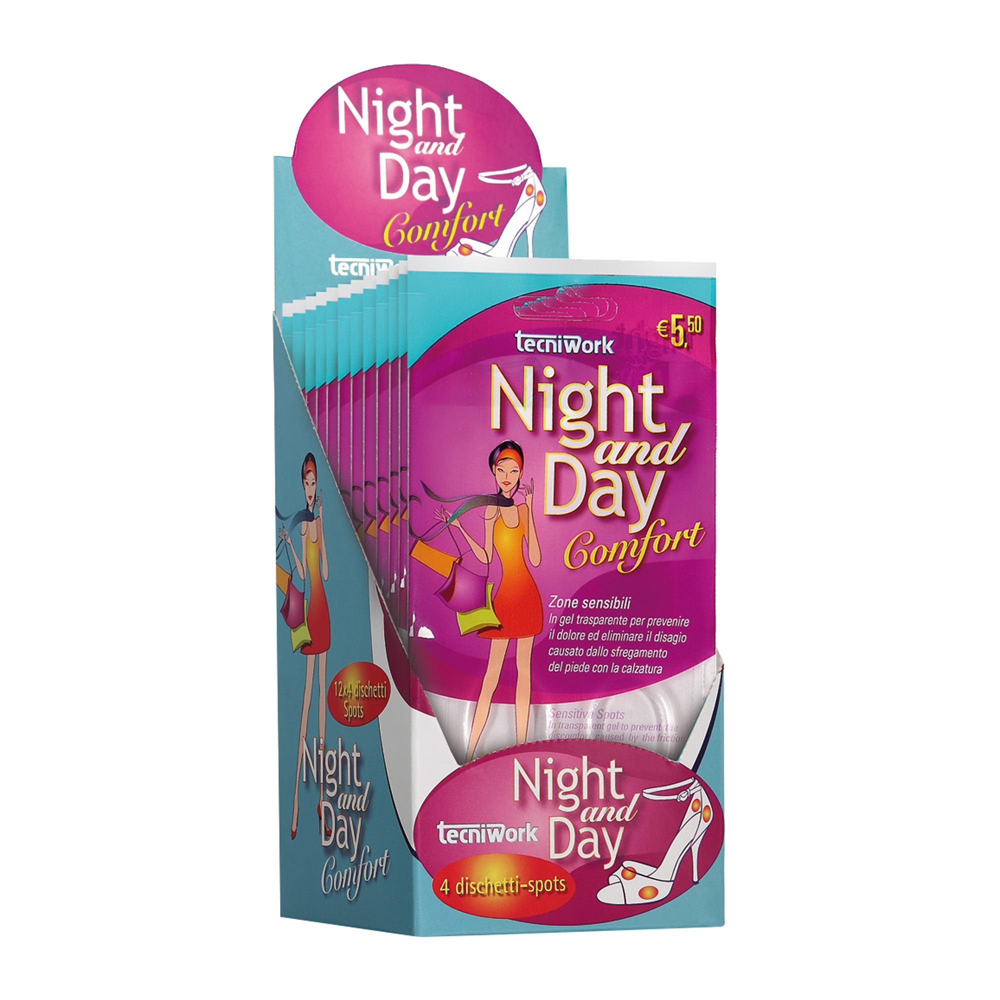 Night and Day unauffällige Gel-Kissen für empfindliche Fußzonen Karton-Display à 12 Packungen