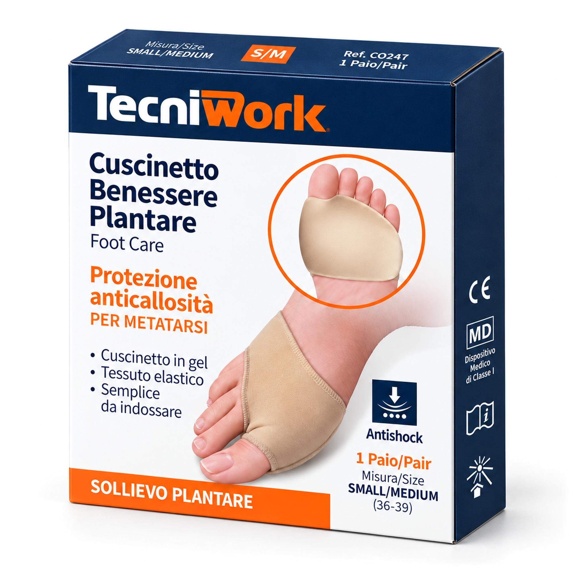Coussinet métatarsien en tissu élastique et gel Taille S 1 paire