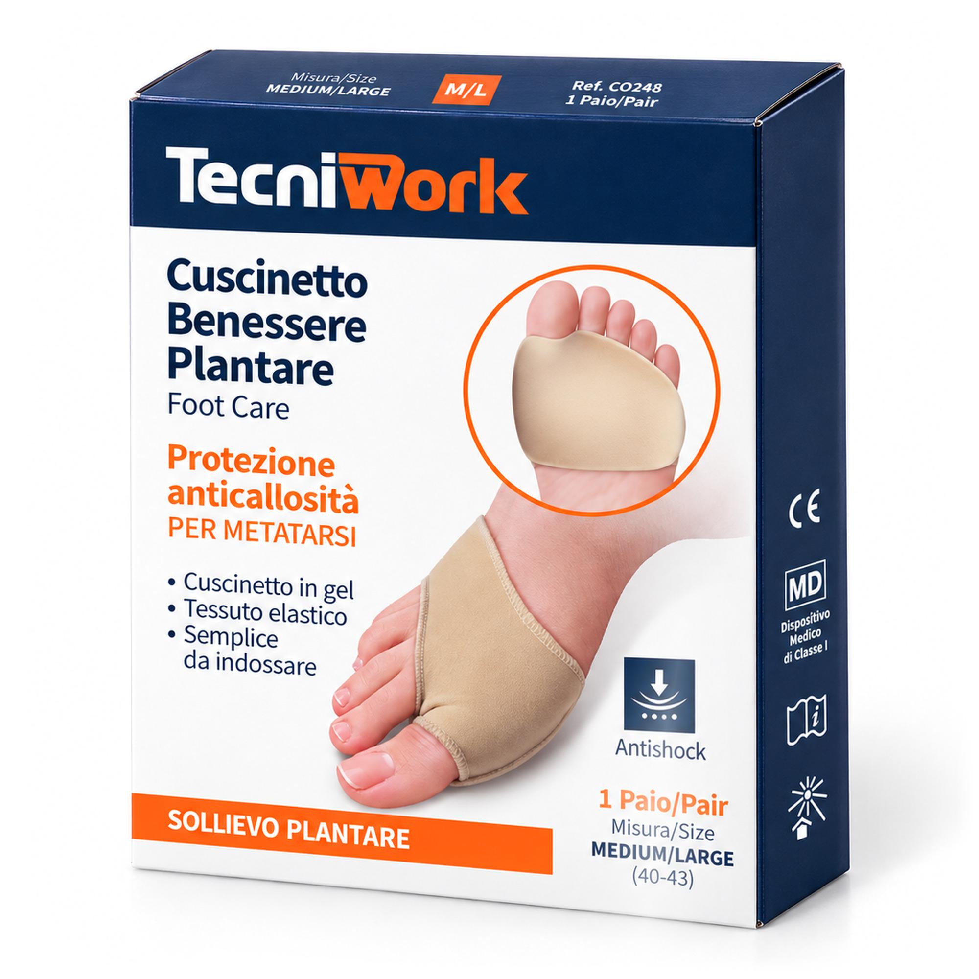 Plantilla de bienestar para metatarsos en gel y tejido elástico. Talla M/L. 1 par.