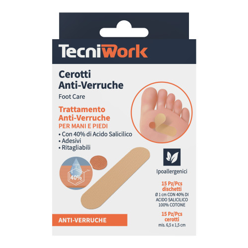 Cerotti anti verruche per mani e piedi con 40% di Acido Salicilico 15 pz