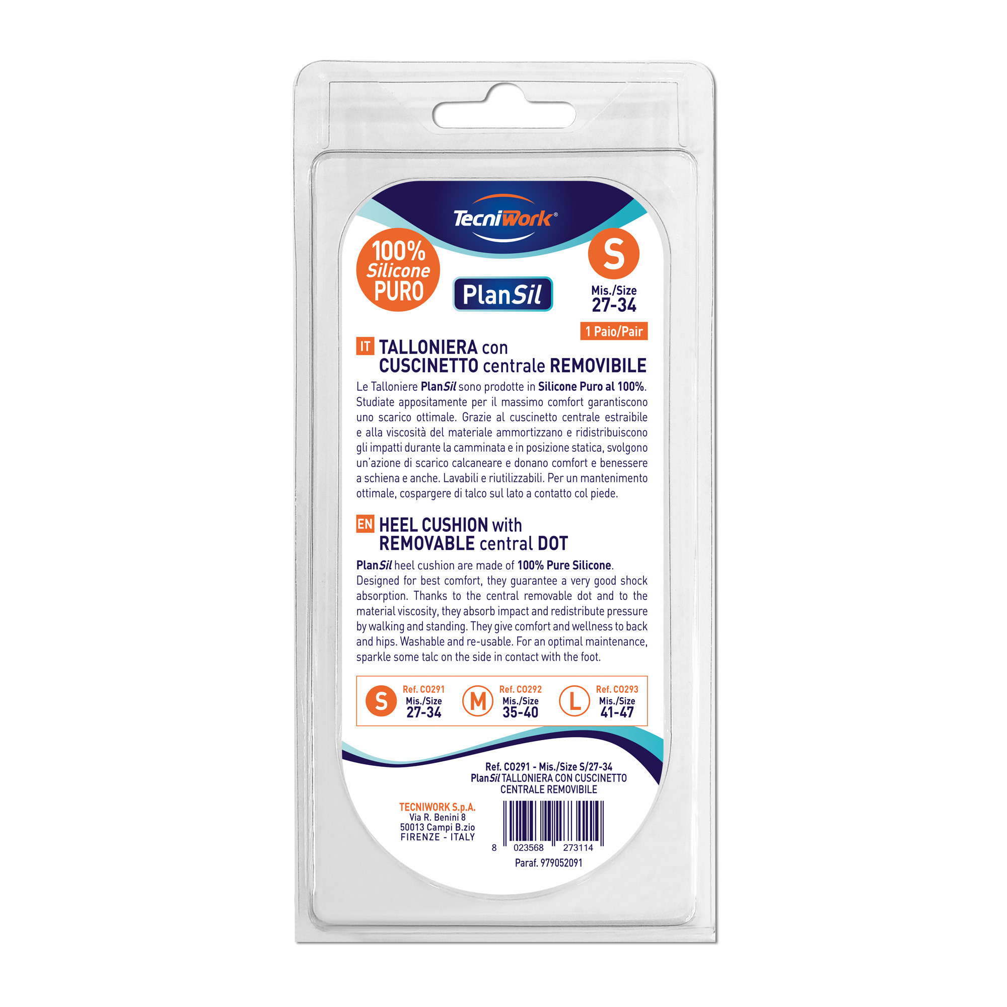 Talloniere in silicone con cuscinetto centrale removibile misura Small 1 paio