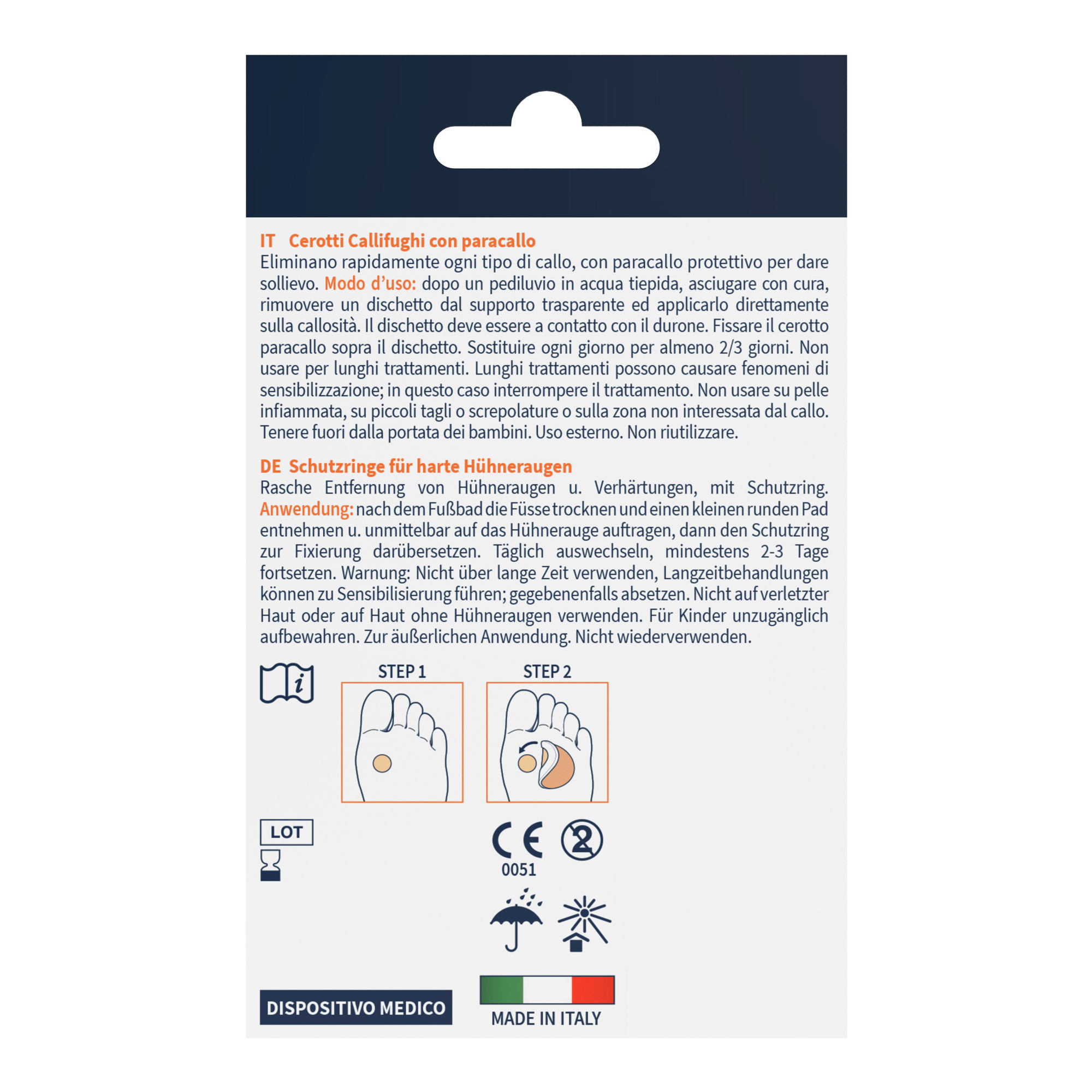 Cerotti callifughi per duroni dei piedi con paracallo e 40% di Acido Salicilico 4 pz