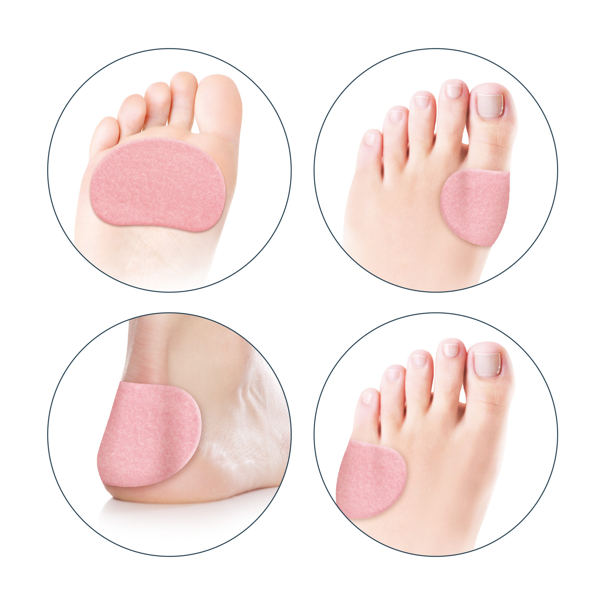 Shaped felt foot pad Display of 12 pieces