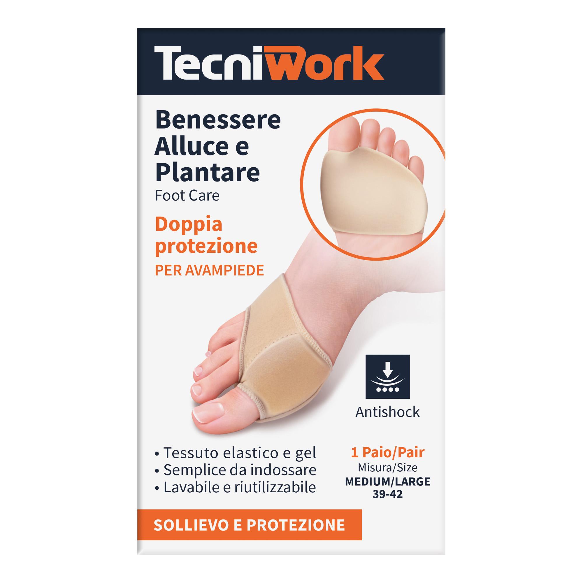 Coussins plantaires à double protection pour le gros orteil et les métatarses en tissu et gel Taille Medium / Large 1 paire