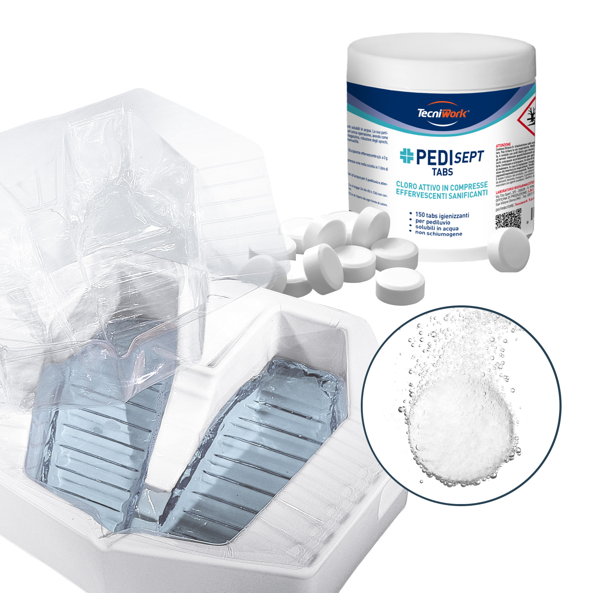 Single-dose sanitising chlorine-based footbath tablets Pedisept Tabs 150 pcs