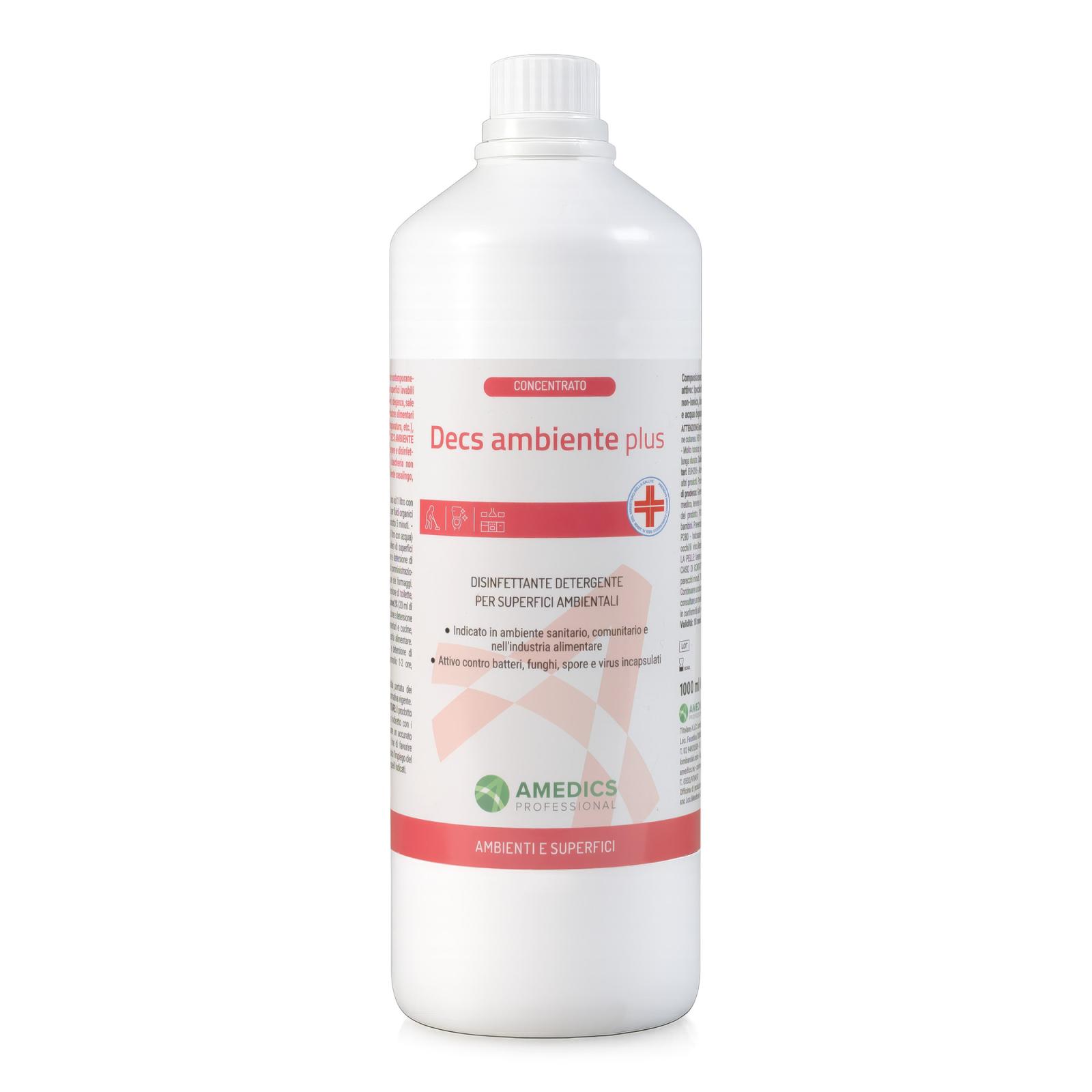 Sodium hypochlorite-based disinfectant for floors, washable surfaces and equipment Decs Ambiente Plus 1 l