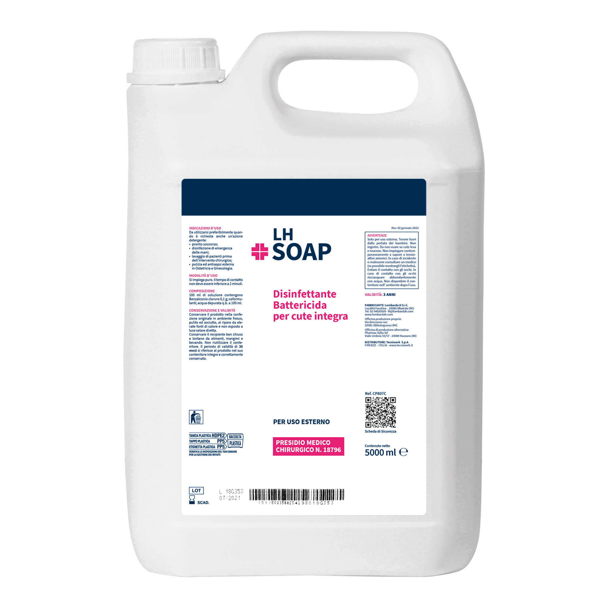 Detergente disinfettante per mani LH Soap 5 l