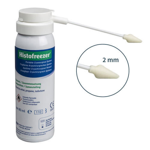 Histofreezer - Traitement des verrues plantaires par cryothérapie avec 2 flacons de 80 ml et 60 applicateurs jetables de 2 mm.