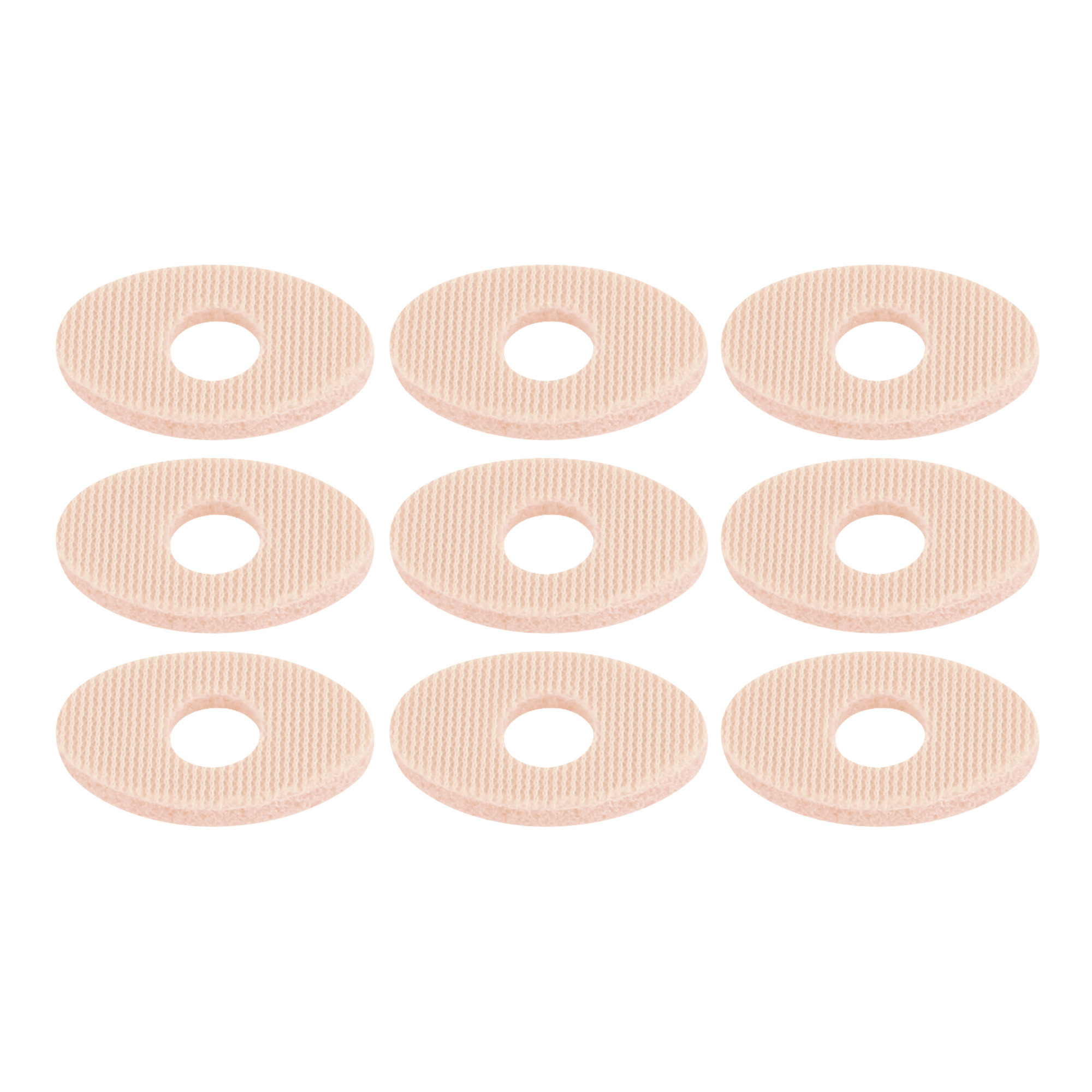 Petits protège-cors ovales avec trou central en latex 9 pcs