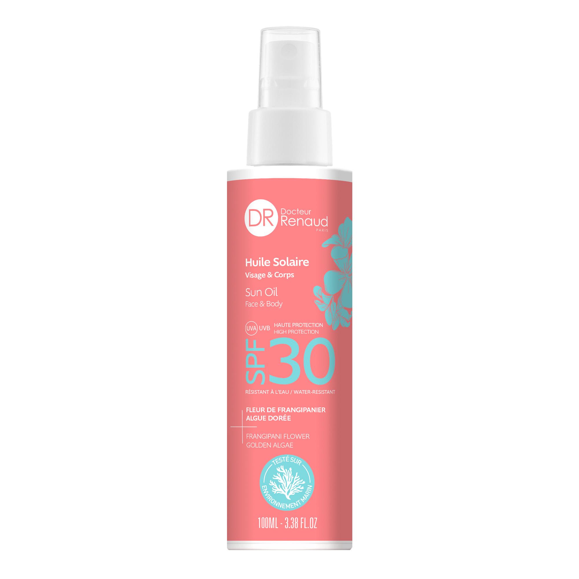 Aceite solar facial y corporal SPF30 con flores de frangipani 100 ml