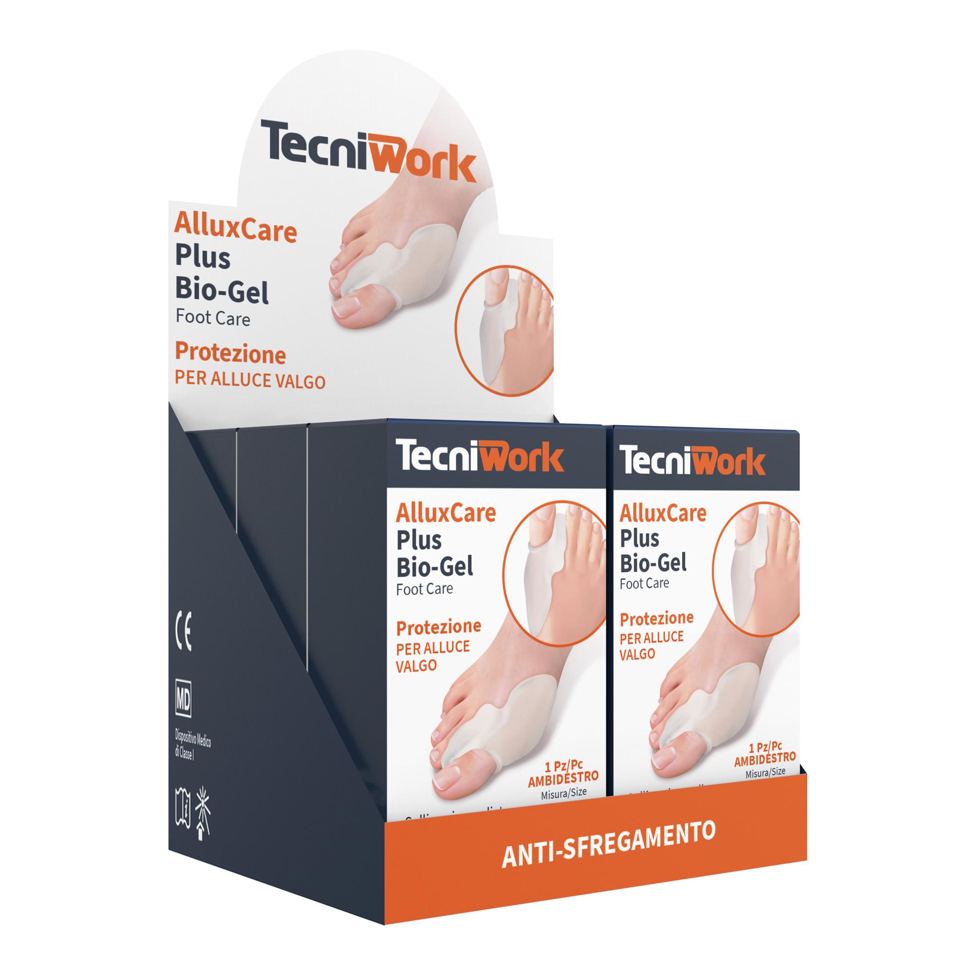 Divaricador y protector de bio-gel para dedo gordo del pie Alluxcare Plus Expositor de 6 unidades
