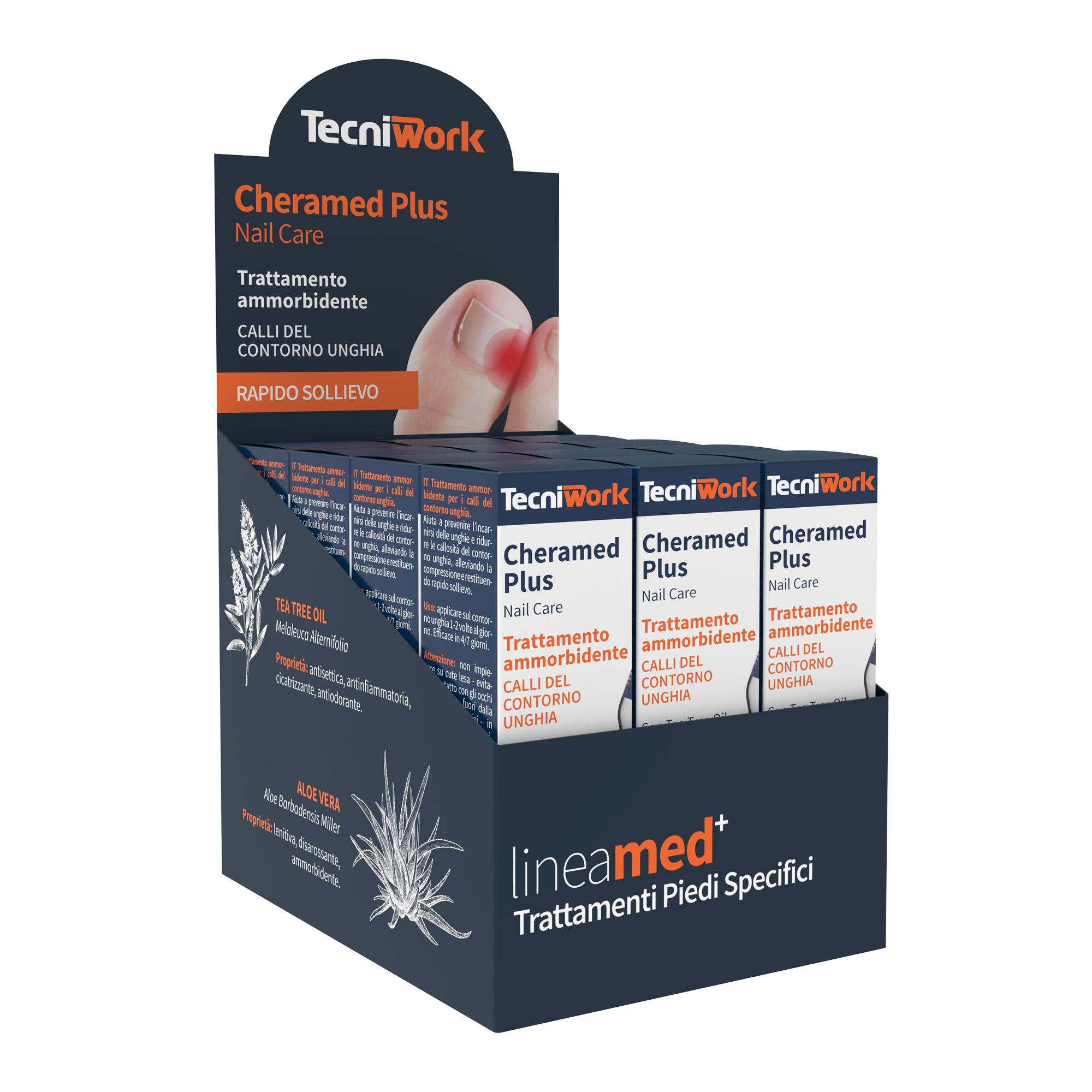 Tratamiento suavizante para callos alrededor de las uñas Cheramed Plus 15 ml Expositor de 12 unidades