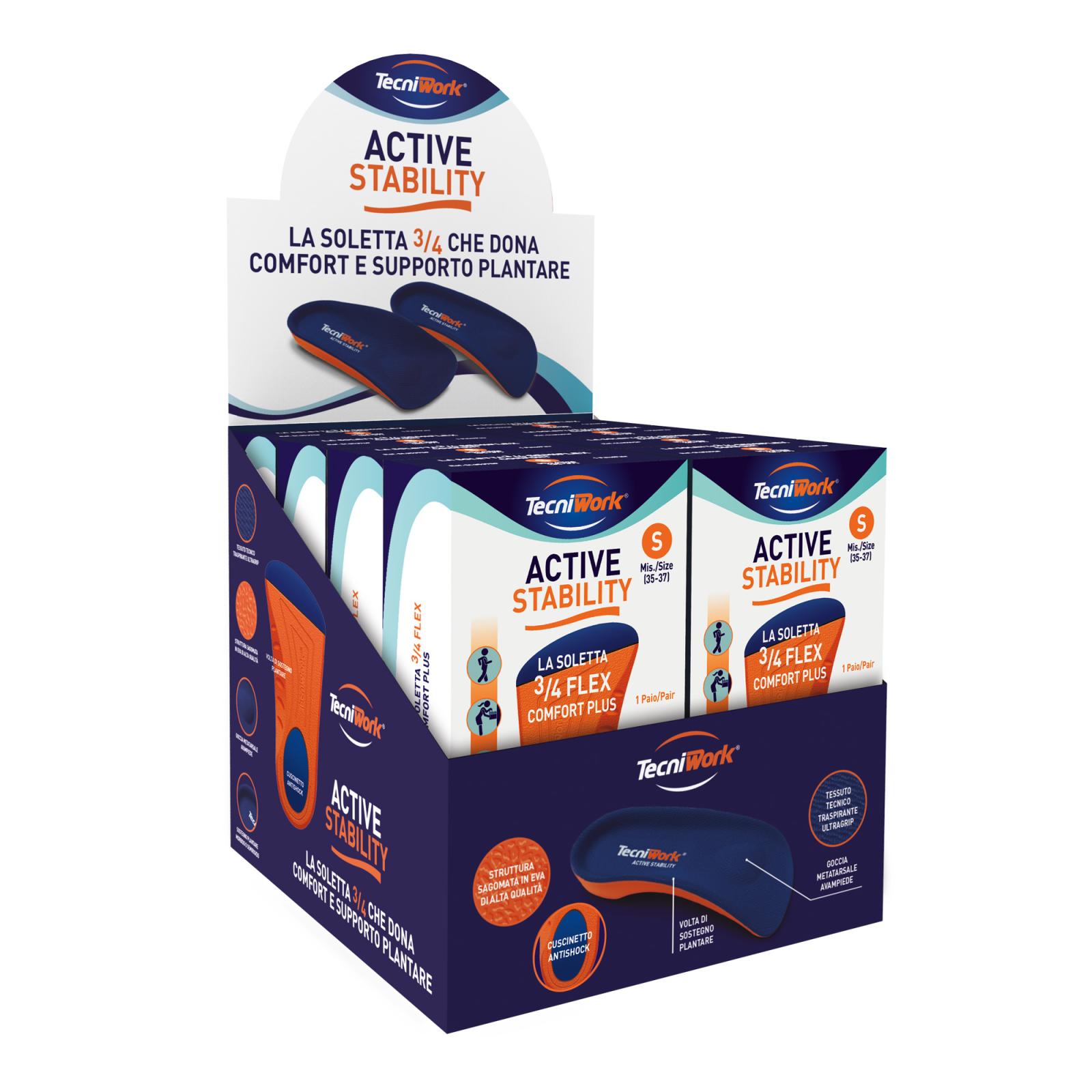 Tecniwork 3/4 Flex Active Stability Comfort Plus Insoles - Display of 8 pairs