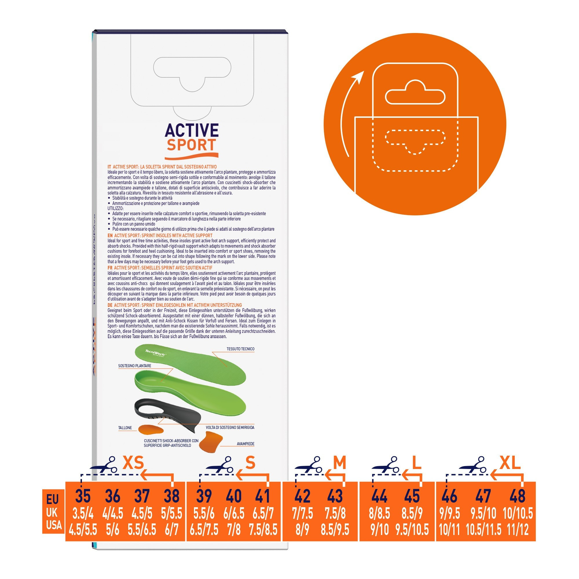 Solette per calzature sportive ritagliabili Active Sport 10 paia