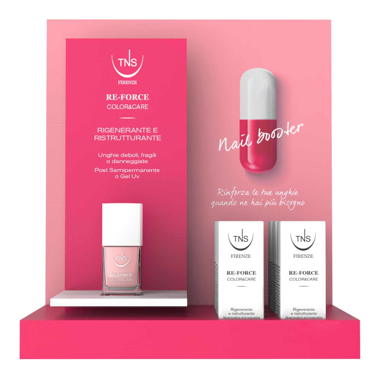 Traitement coloré renforceant pour ongles Re-Force TNS 10 ml Présentoir de 13 pièces