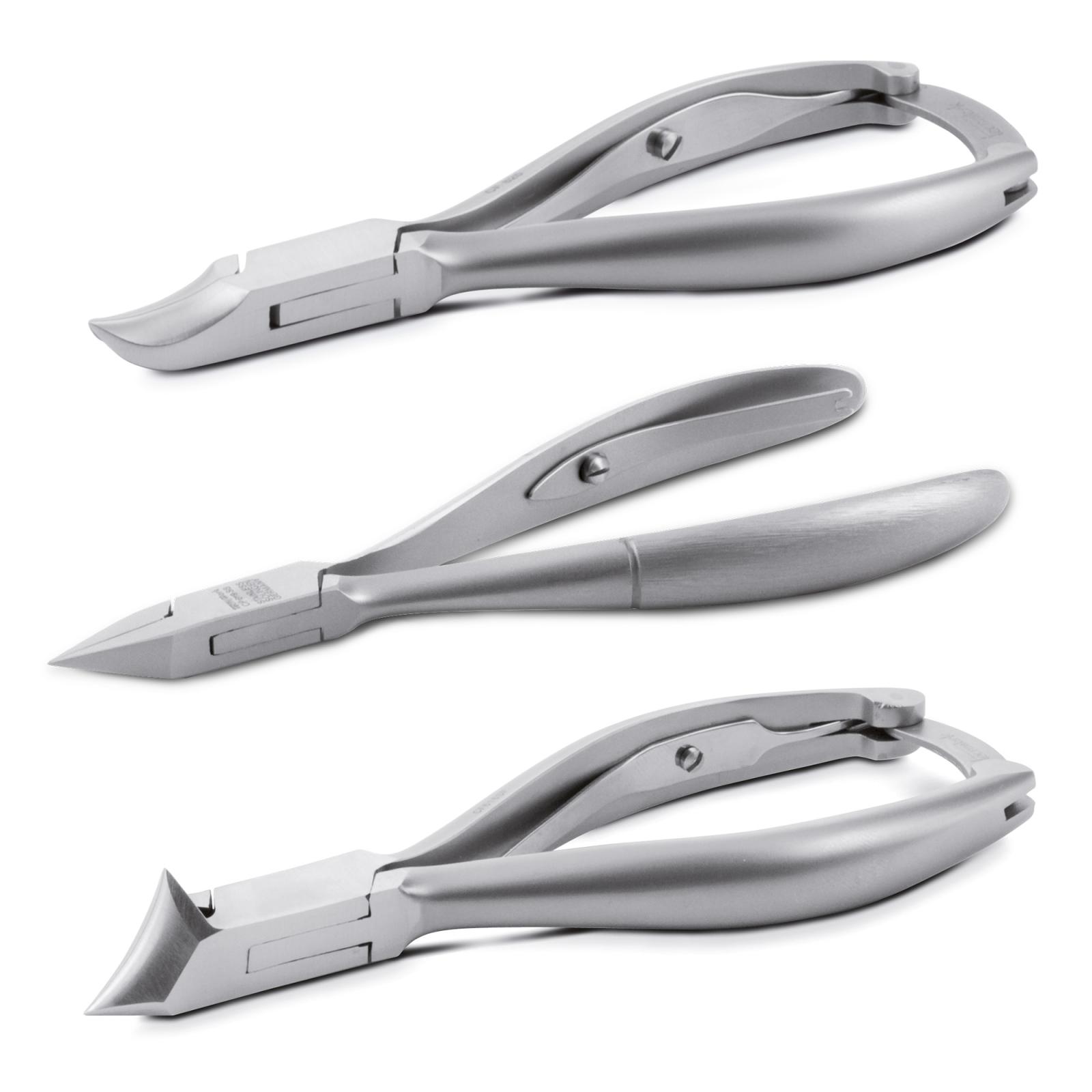 Kit de pinces à ongles professionnelles mors droit, concave et demi-lune 3 pièces
