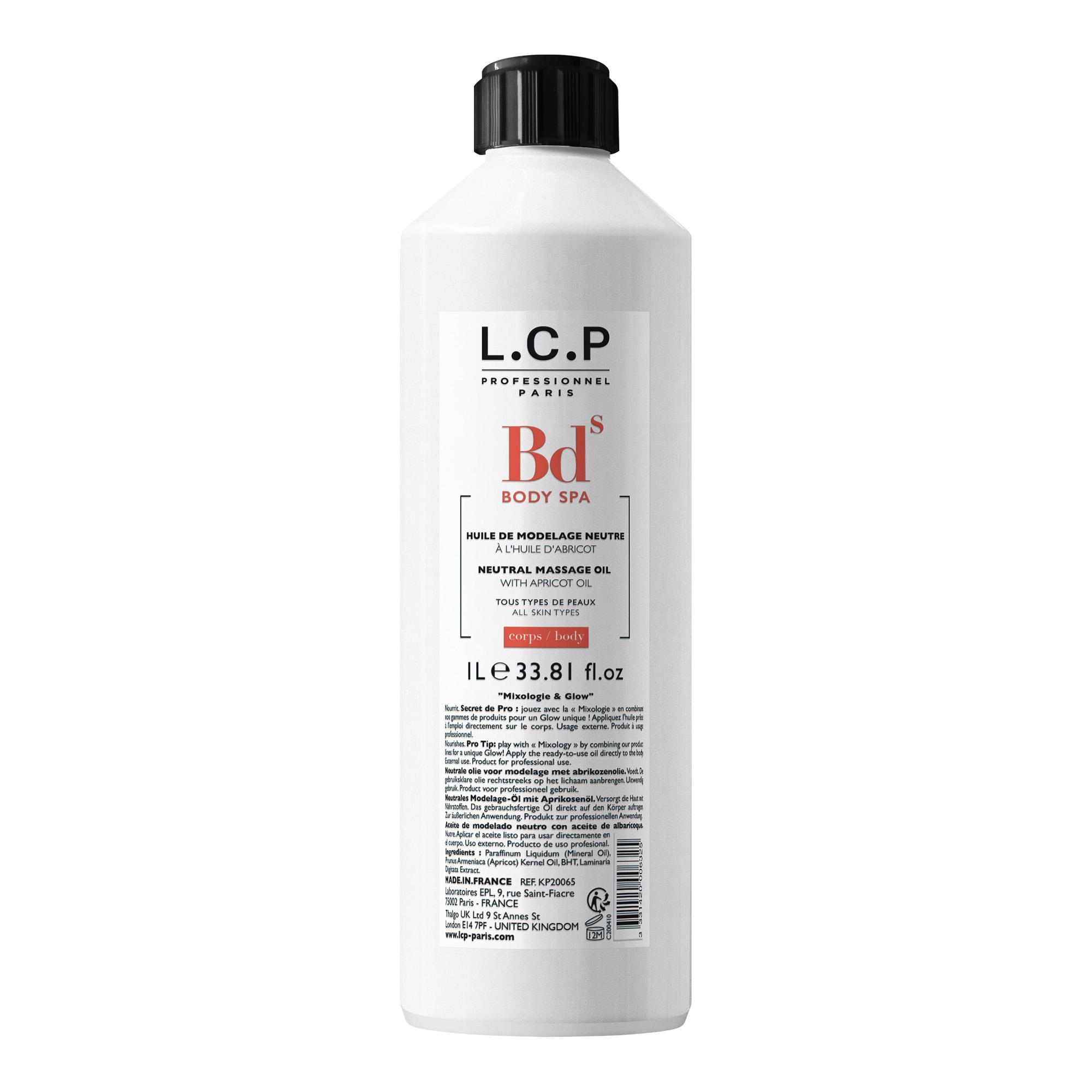 Huile de massage neutre à l'huile d'abricot L.C.P 1000 ml